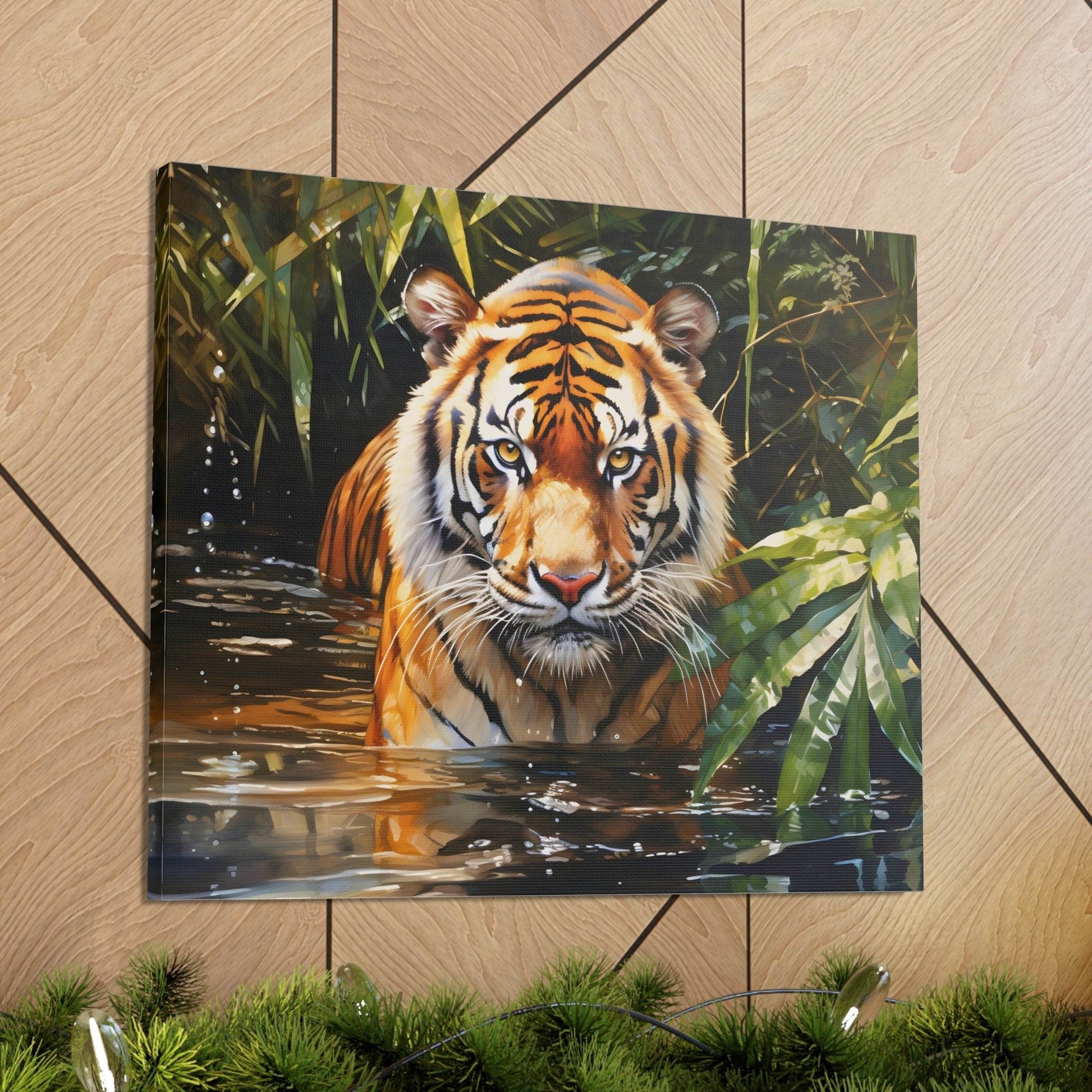Watercolor Tiger In Nature Art Canvas Gallery Wraps Tiger Print Large Canvas Art Animal Wall Art minimalist Wall Art Lover Gift - Giftsmojo