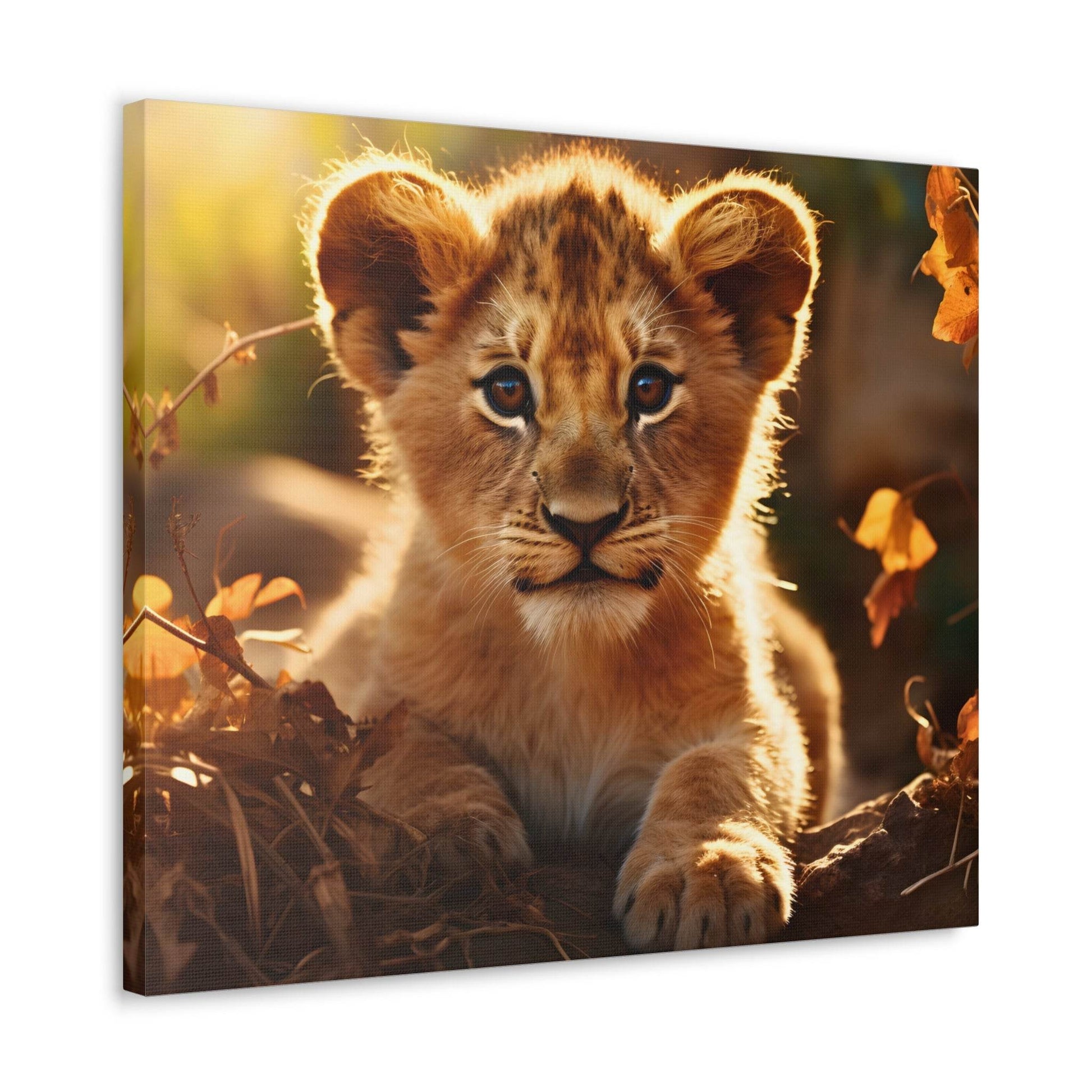 Baby Lion Cub Print Animal Nature Art Safari Nursery Canvas Gallery Wraps Baby Lion Print Large Canvas Art Animal Wall Art Lover Gift - Giftsmojo