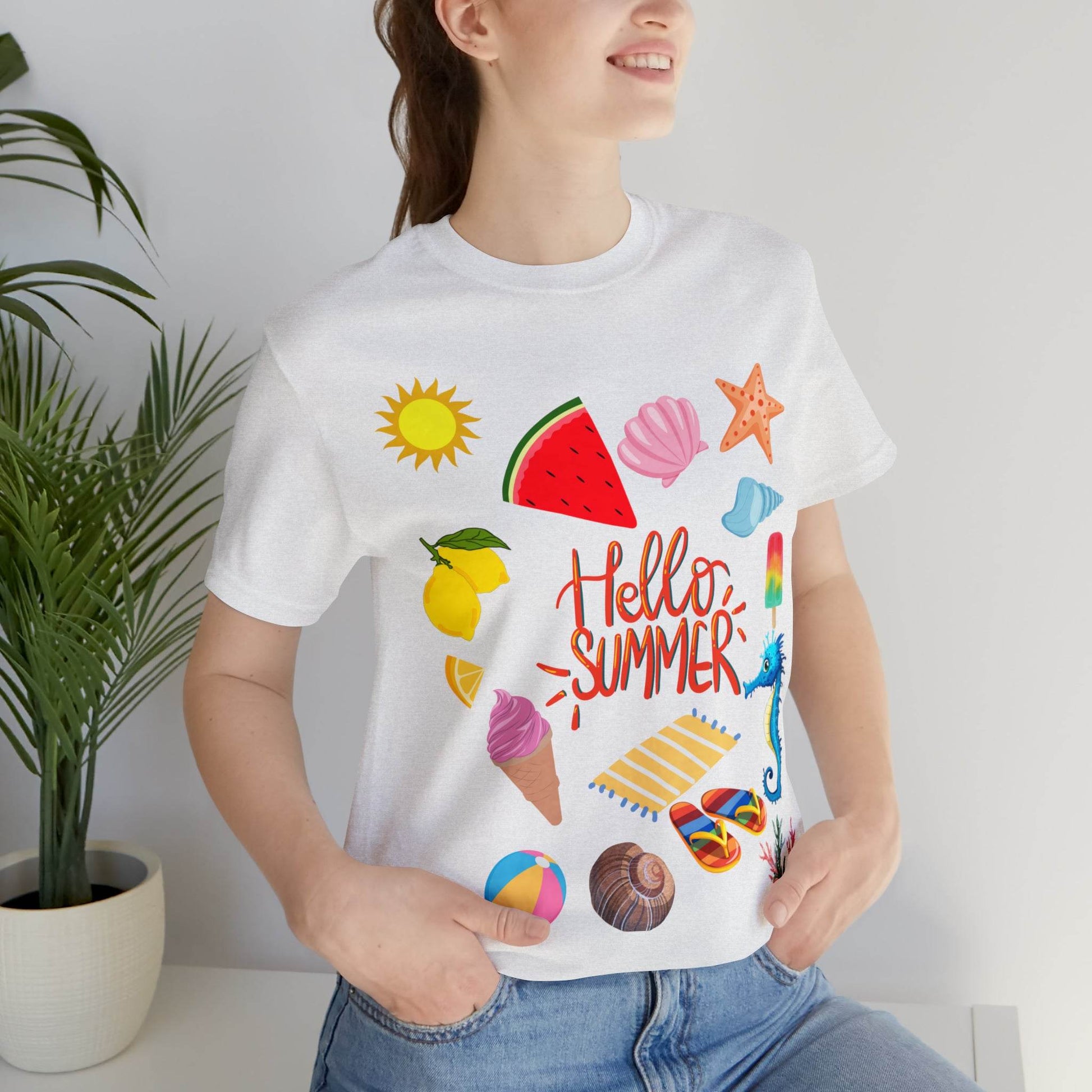 Hello Summer shirt, Summer shirts for women and men, Summer Casual Top Tee - Giftsmojo