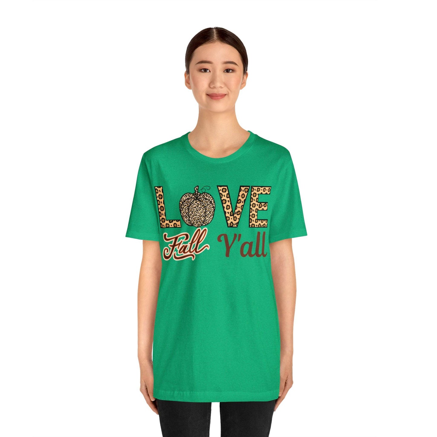 Leopard Print Love Fall Y'all Shirt, Pumpkin Shirt, Fall Shirt for Fall Lovers, Fall Gift - Giftsmojo