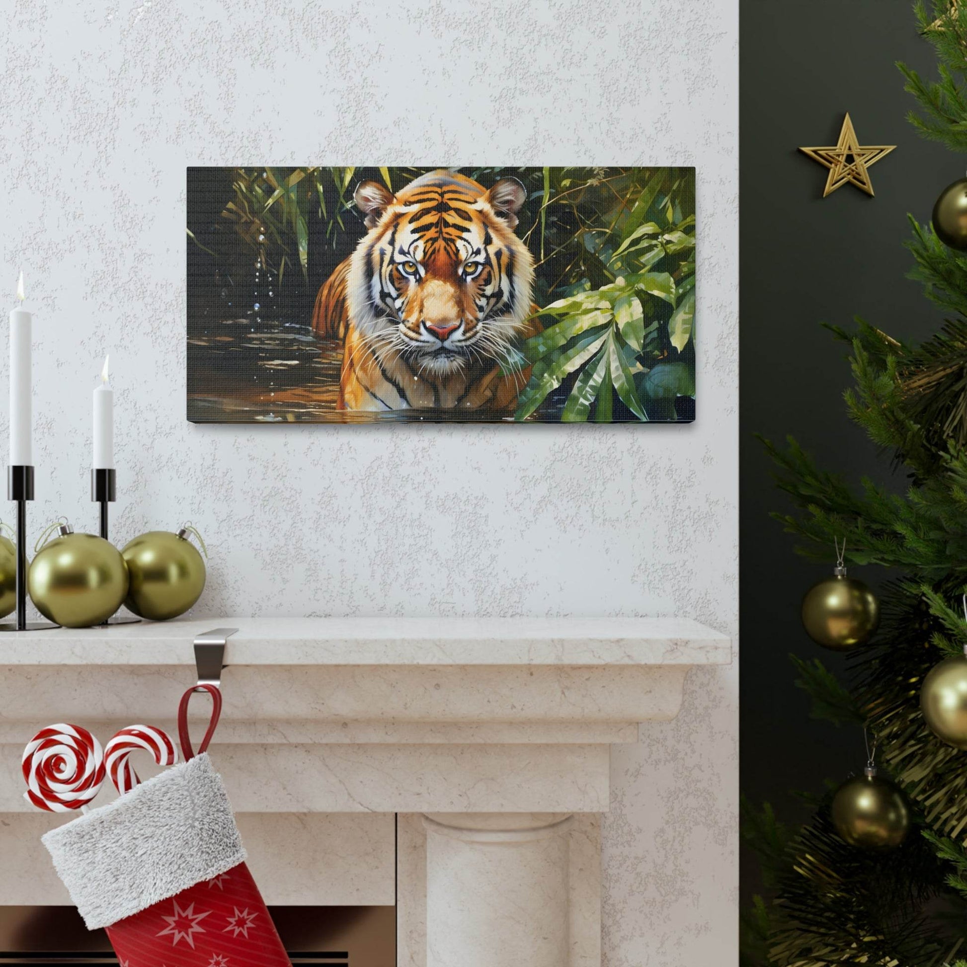 Watercolor Tiger In Nature Art Canvas Gallery Wraps Tiger Print Large Canvas Art Animal Wall Art minimalist Wall Art Lover Gift - Giftsmojo
