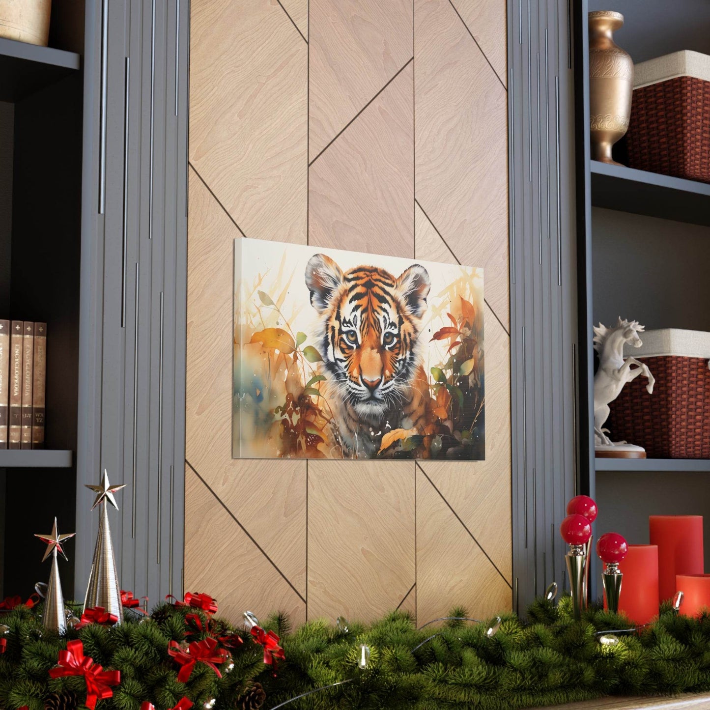 Watercolor Baby Tiger In Nature Art Canvas Gallery Wraps Tiger Print Large Canvas Art Animal Wall Art minimalist Wall Art Lover Gift - Giftsmojo