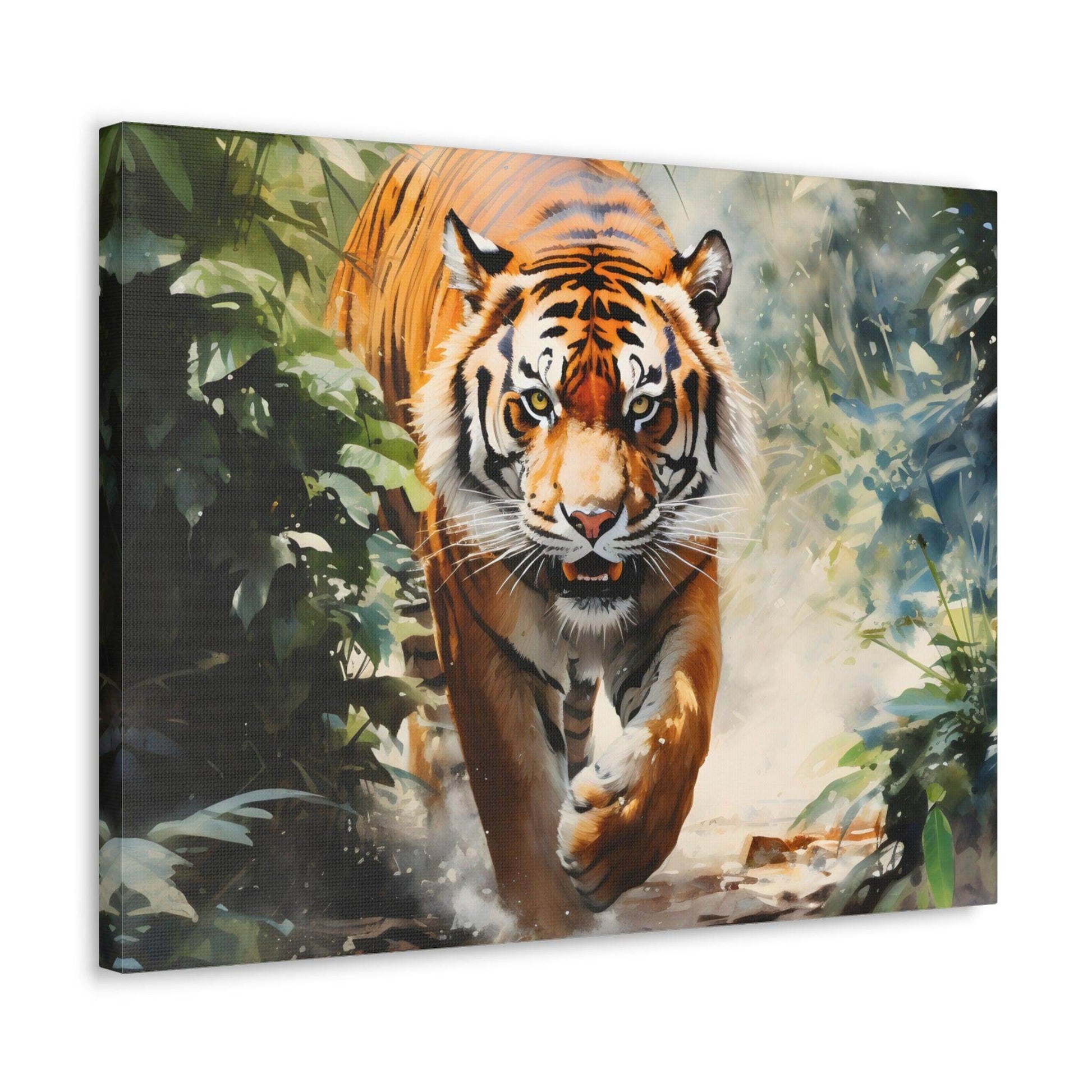 Watercolor Tiger In Nature Art Canvas Gallery Wraps Tiger Print Large Canvas Art Animal Wall Art minimalist Wall Art Lover Gift - Giftsmojo