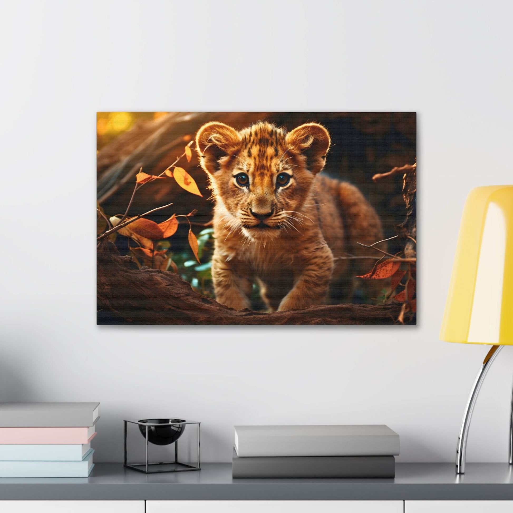 Baby Lion Cub Print Animal Nature Art Safari Nursery Canvas Gallery Wraps Baby Lion Print Large Canvas Art Animal Wall Art Lover Gift - Giftsmojo