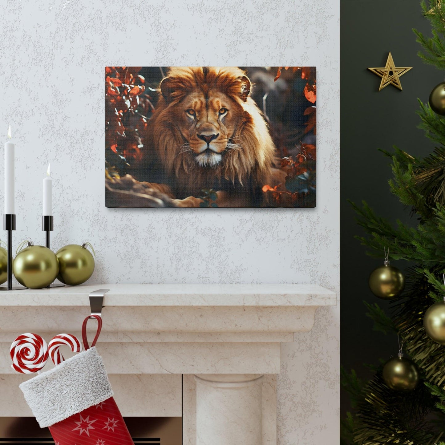 Lion In Nature Art Canvas Gallery Wraps Lion Print Large Canvas Art Animal Wall Art minimalist Wall Art Lover Gift