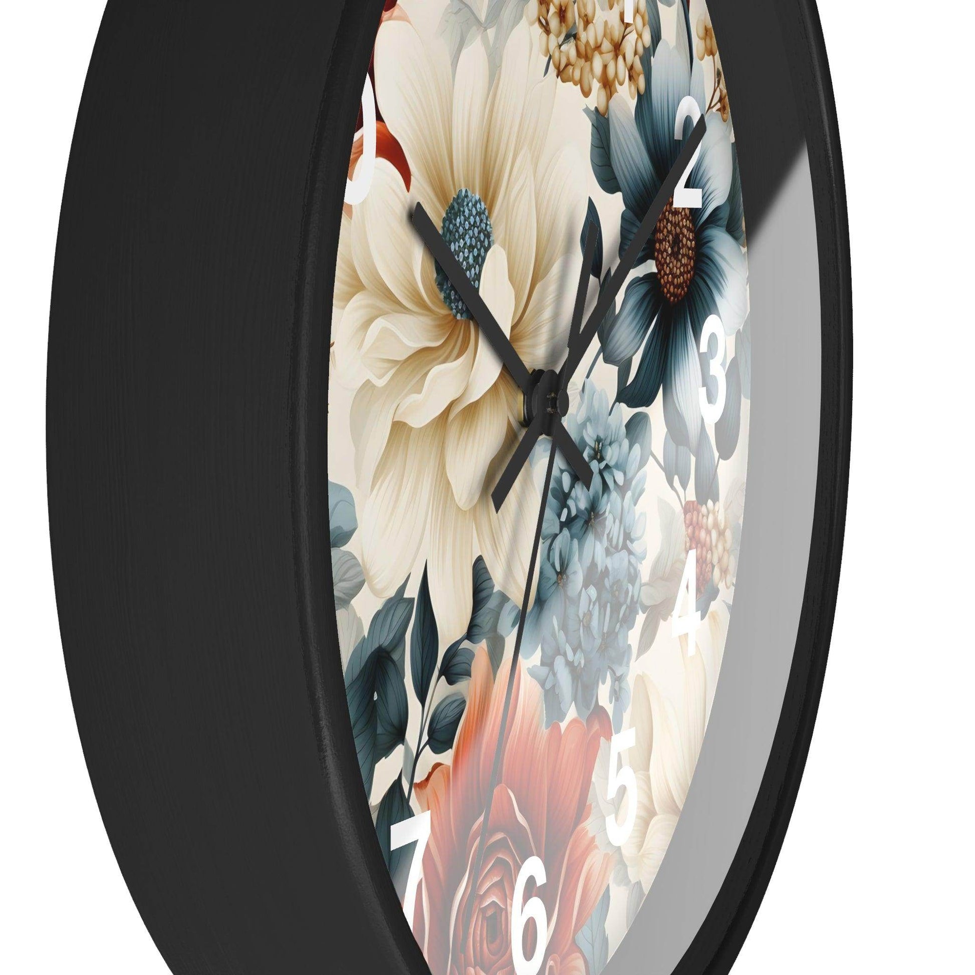 Wild Flower Wall Clock Floral Wall Clock Kids Room Home Decor New Home Gift House Warming Gift for New Home Owner, Dorm Room Clock Collage Student Clock - Giftsmojo