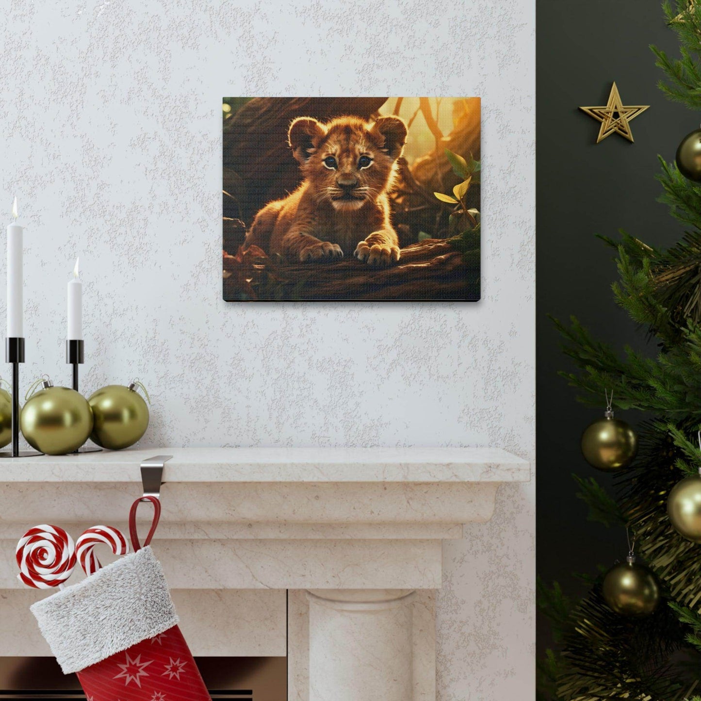 Baby Lion Cub Print Animal Nature Art Safari Nursery Canvas Gallery Wraps Baby Lion Print Large Canvas Art Animal Wall Art Lover Gift - Giftsmojo