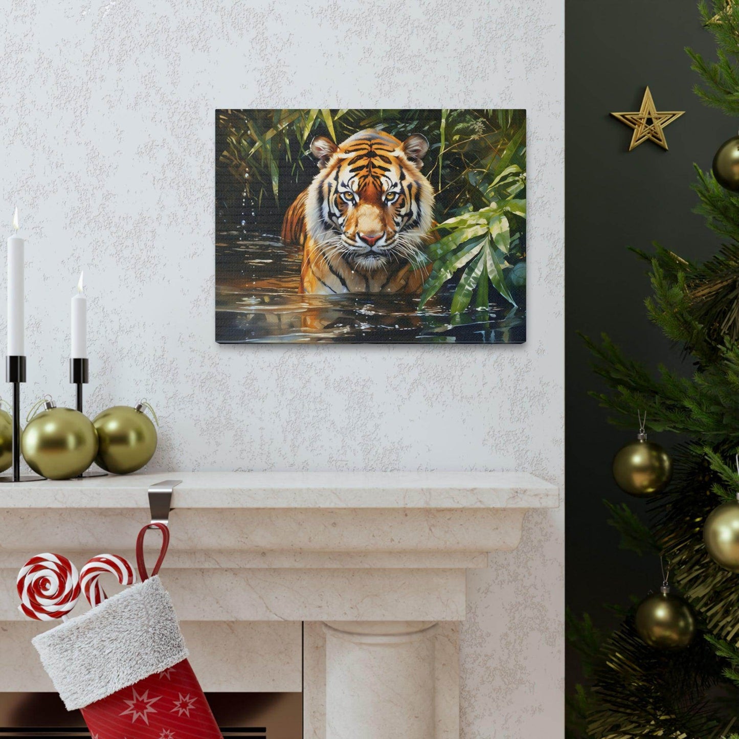 Watercolor Tiger In Nature Art Canvas Gallery Wraps Tiger Print Large Canvas Art Animal Wall Art minimalist Wall Art Lover Gift - Giftsmojo