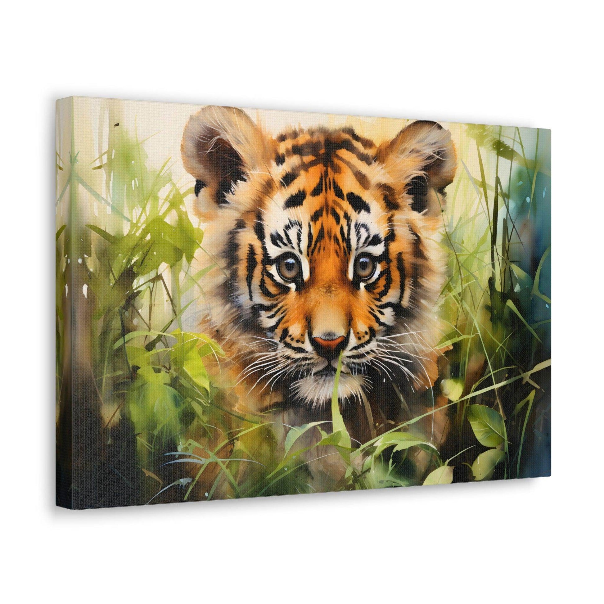 Watercolor Baby Tiger In Nature Art Canvas Gallery Wraps Tiger Print Large Canvas Art Animal Wall Art minimalist Wall Art Lover Gift - Giftsmojo