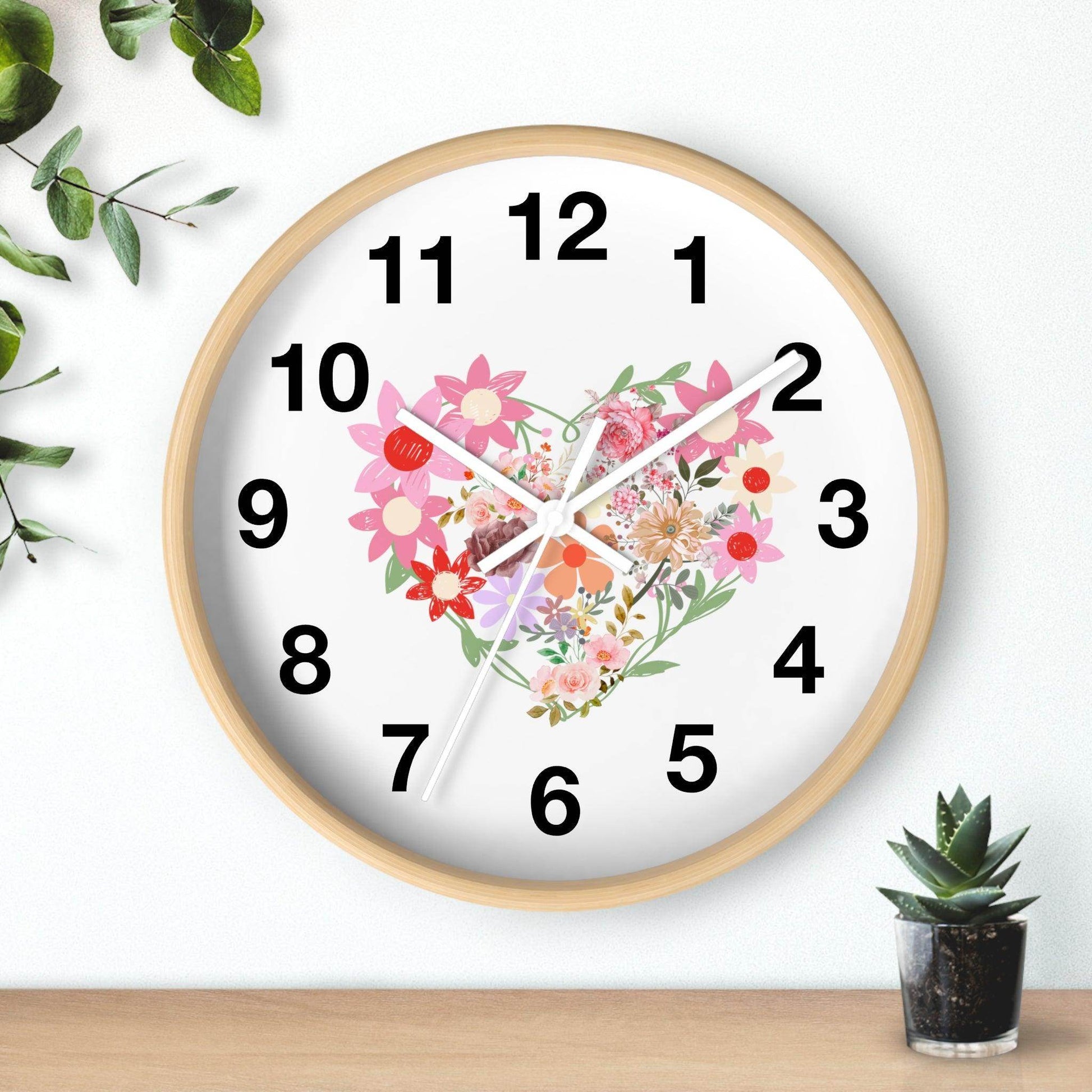 Flower wall clock, Flower Heart Wall clock, Floral Wall Clock, Home decor gift, House Warming gift, New Home Gift, Mom gift - Giftsmojo