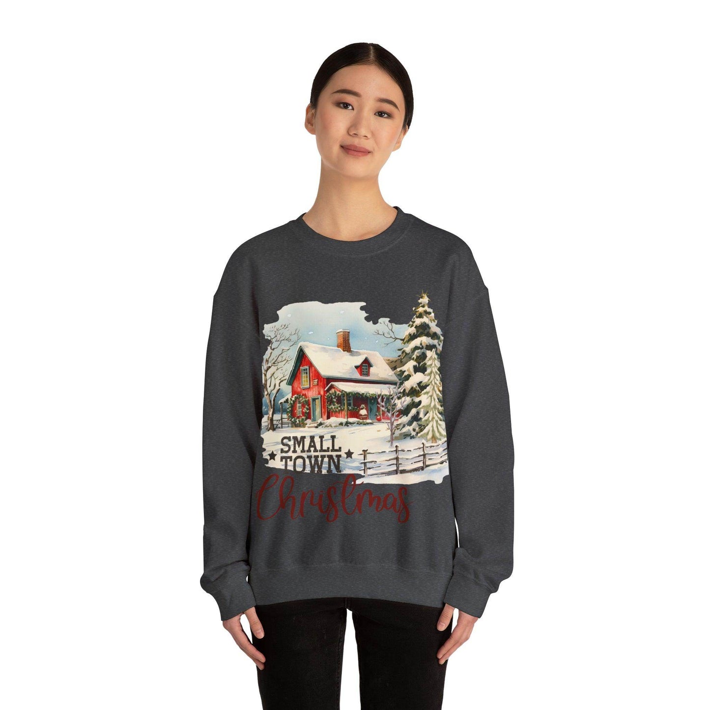 Small Town Christmas Sweatshirt Christmas on The Farm Sweatshirt Mooey Christmas Farm Sweatshirt Christmas Sweater Trendy Christmas Shirt Farmers - Giftsmojo
