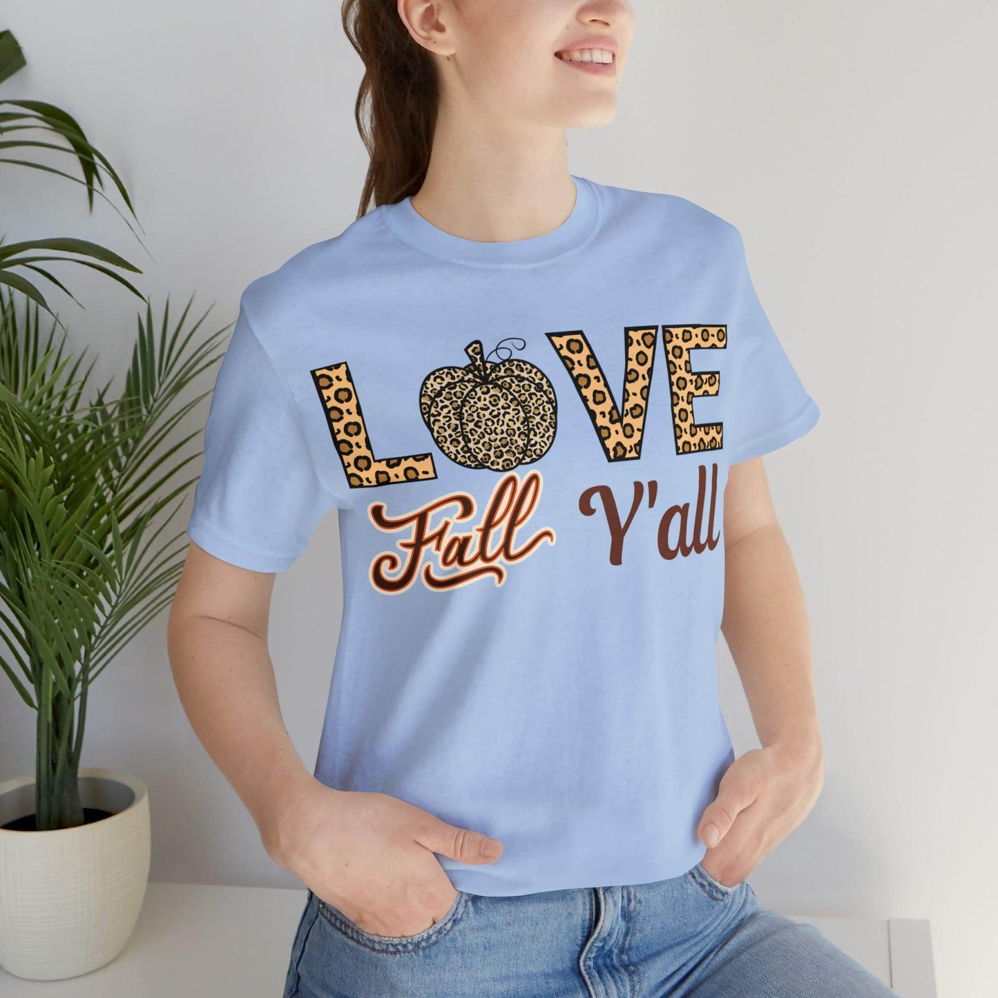 Leopard Print Love Fall Y'all Shirt, Pumpkin Shirt, Fall Shirt for Fall Lovers, Fall Gift - Giftsmojo