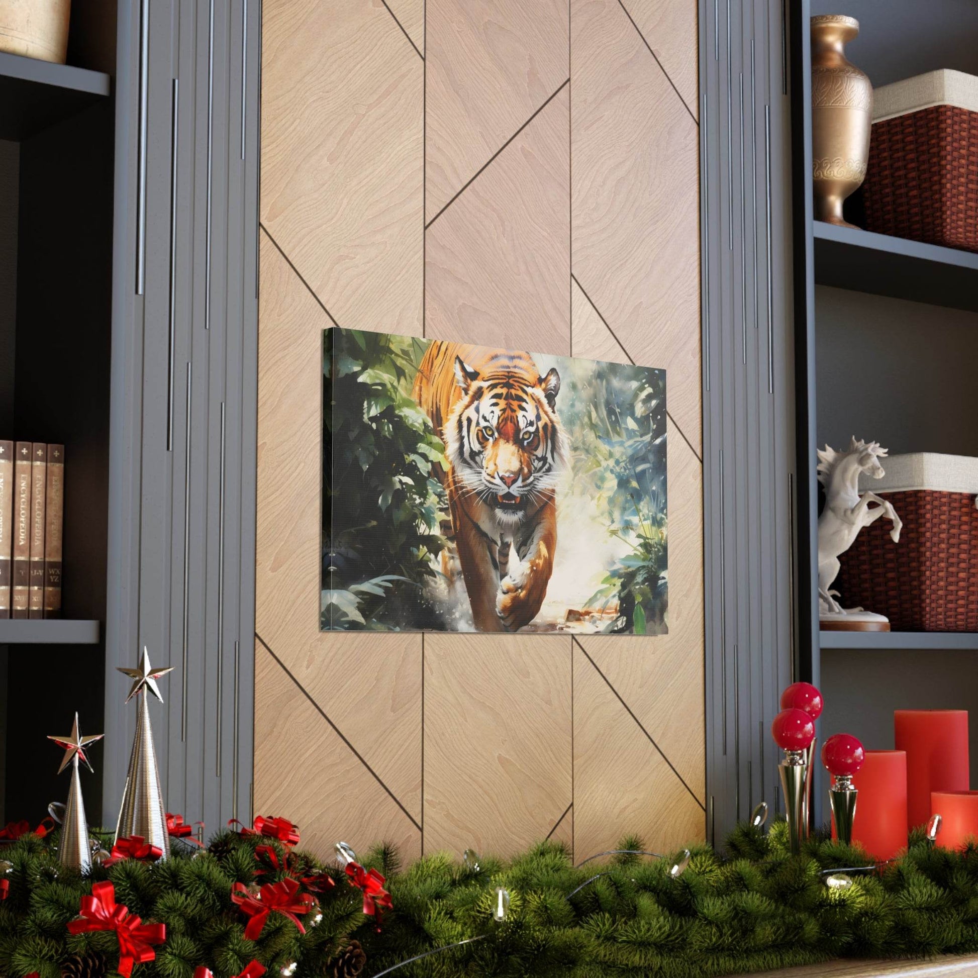Watercolor Tiger In Nature Art Canvas Gallery Wraps Tiger Print Large Canvas Art Animal Wall Art minimalist Wall Art Lover Gift - Giftsmojo
