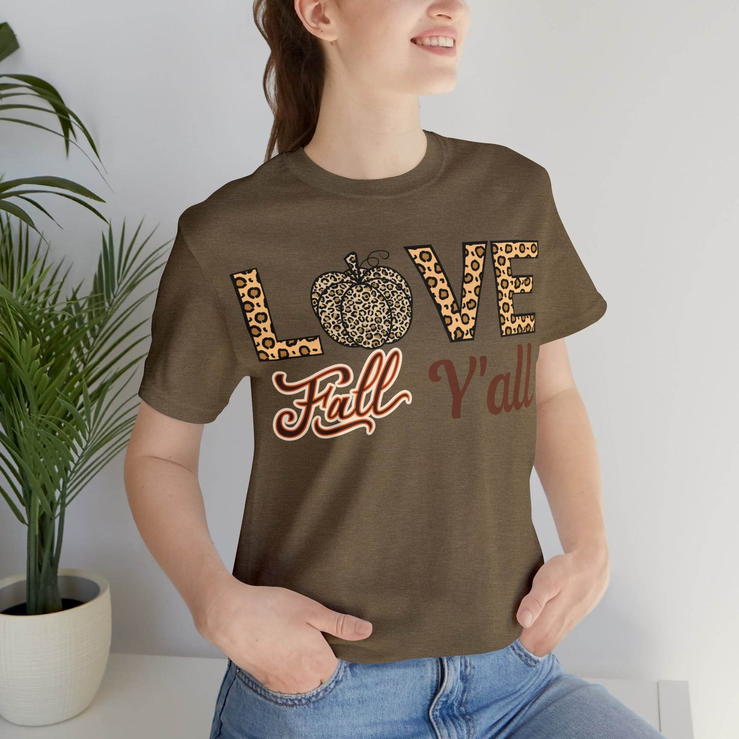 Leopard Print Love Fall Y'all Shirt, Pumpkin Shirt, Fall Shirt for Fall Lovers, Fall Gift - Giftsmojo