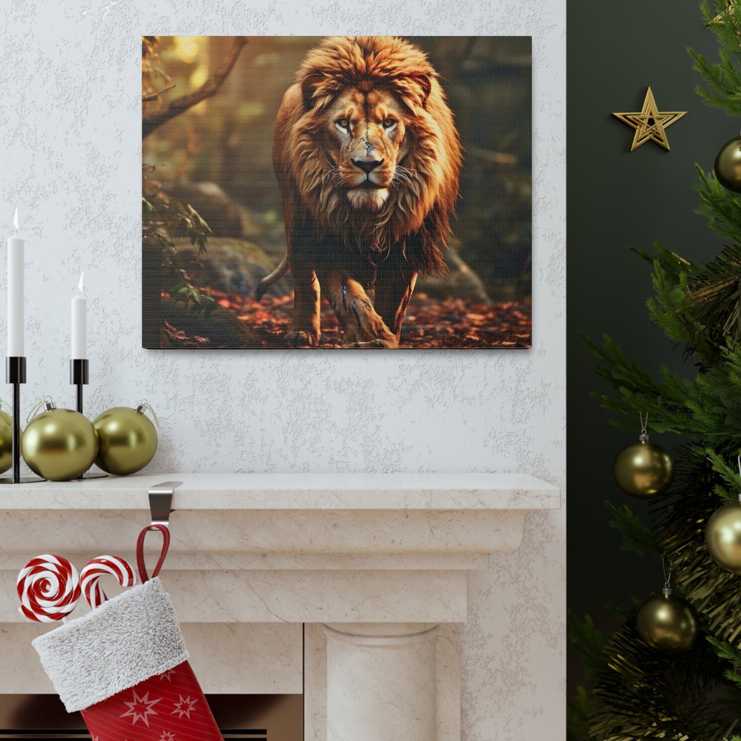 Wounded Lion In Nature Art Canvas Gallery Wraps Lion Print Large Canvas Art Animal Wall Art minimalist Wall Art Lover Gift