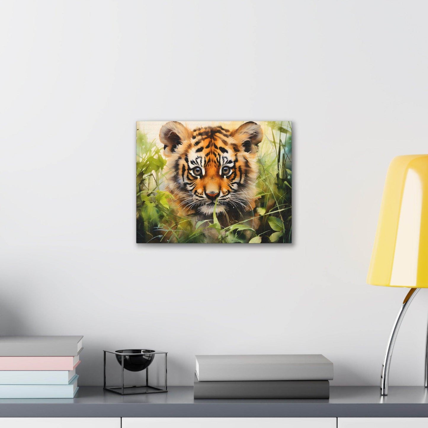 Watercolor Baby Tiger In Nature Art Canvas Gallery Wraps Tiger Print Large Canvas Art Animal Wall Art minimalist Wall Art Lover Gift - Giftsmojo