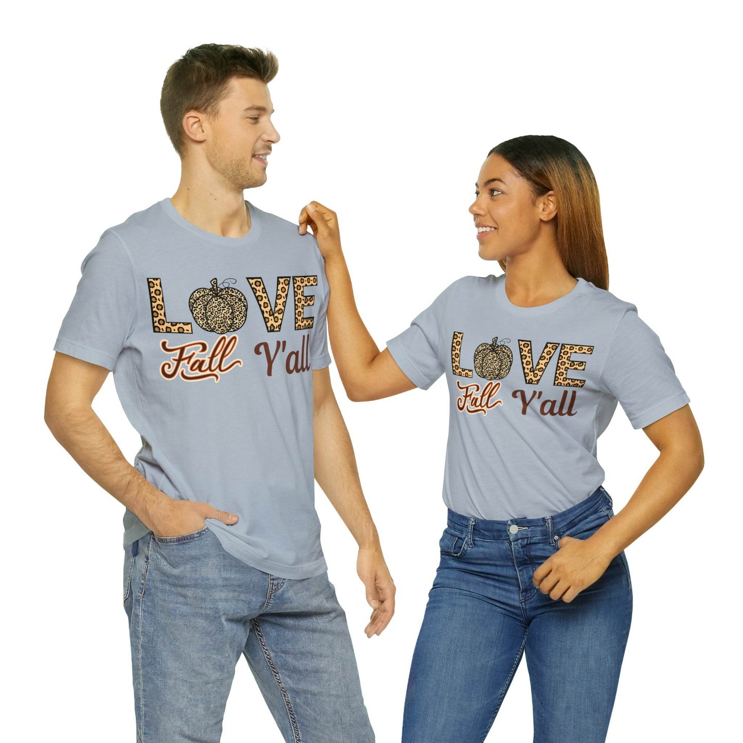 Leopard Print Love Fall Y'all Shirt, Pumpkin Shirt, Fall Shirt for Fall Lovers, Fall Gift - Giftsmojo