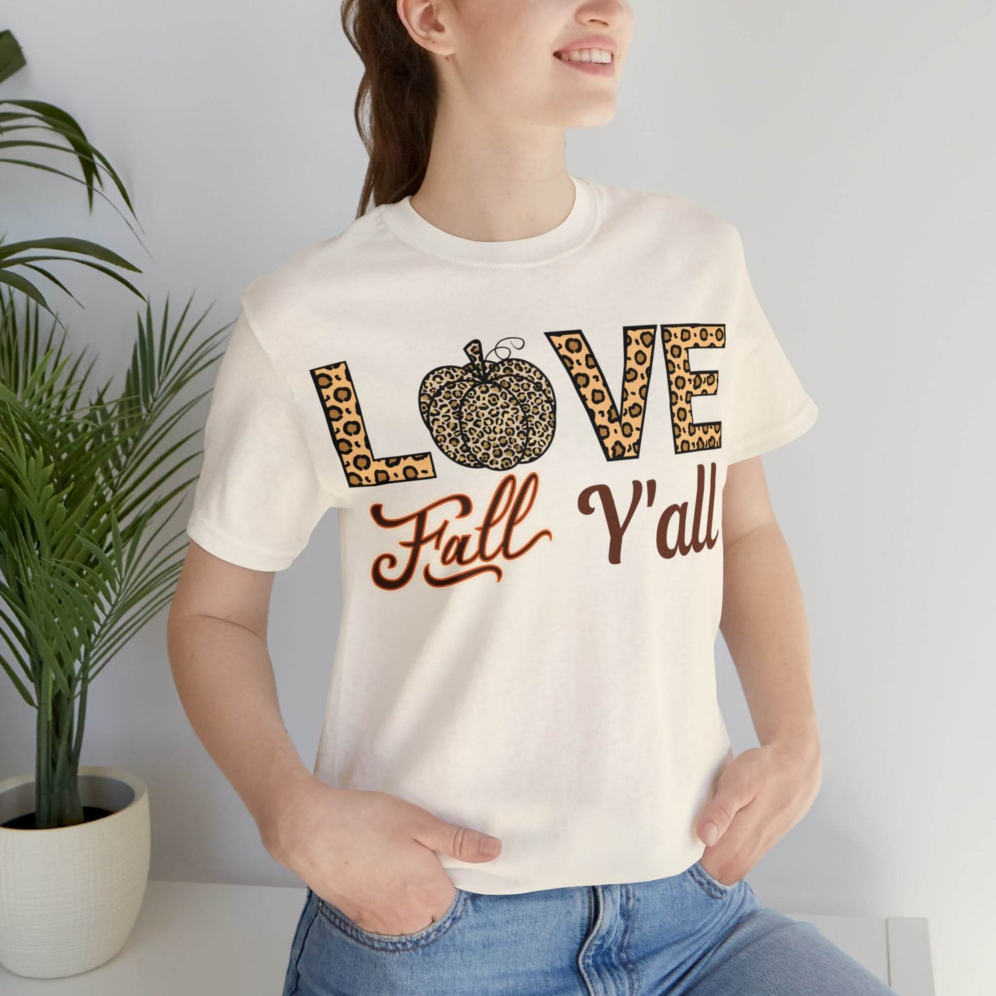 Leopard Print Love Fall Y'all Shirt, Pumpkin Shirt, Fall Shirt for Fall Lovers, Fall Gift - Giftsmojo