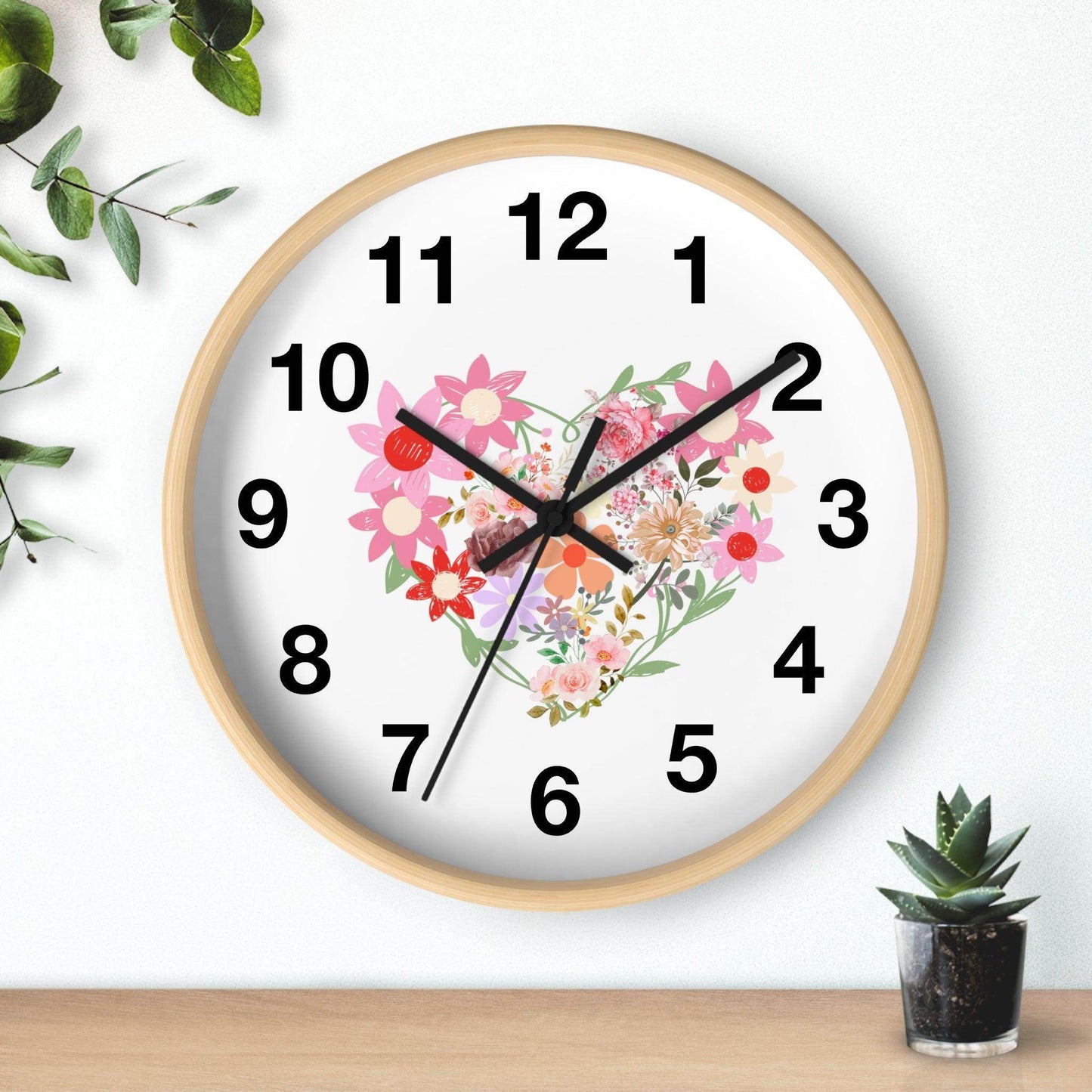 Flower wall clock, Flower Heart Wall clock, Floral Wall Clock, Home decor gift, House Warming gift, New Home Gift, Mom gift - Giftsmojo