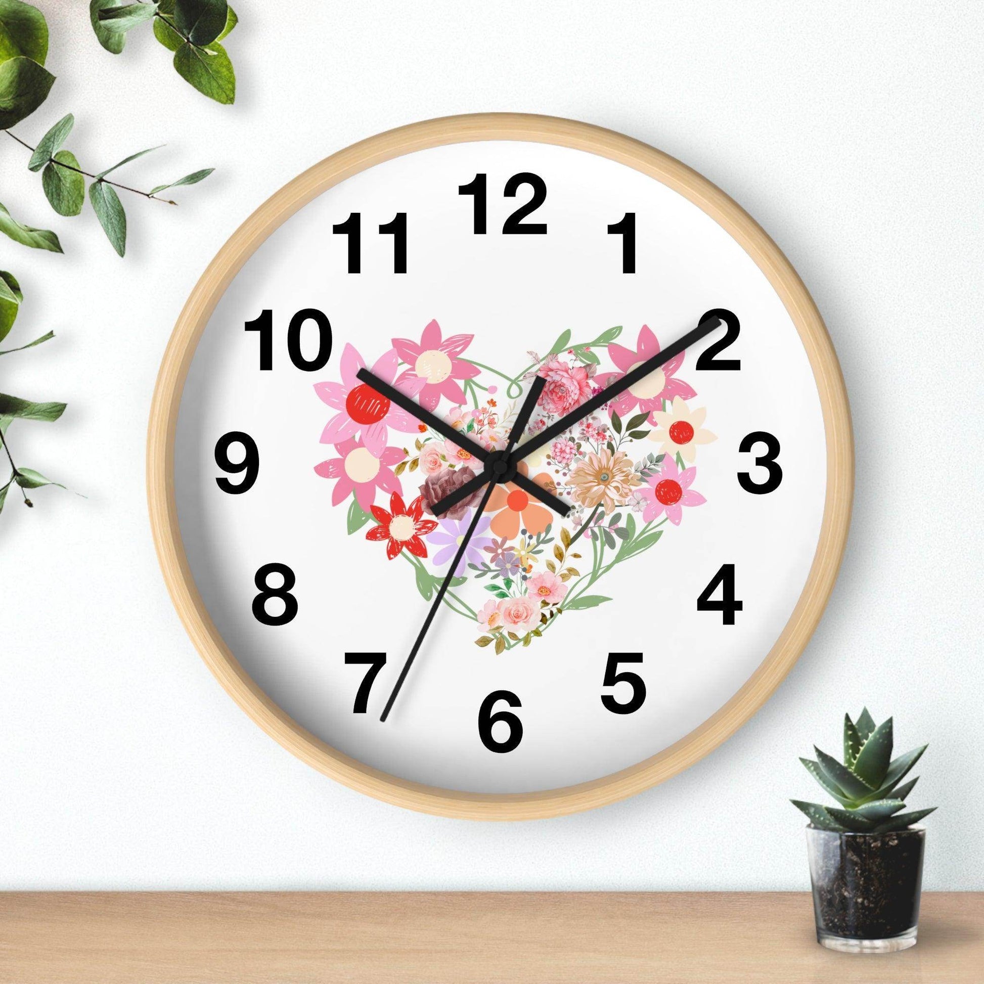 Flower wall clock, Flower Heart Wall clock, Floral Wall Clock, Home decor gift, House Warming gift, New Home Gift, Mom gift - Giftsmojo