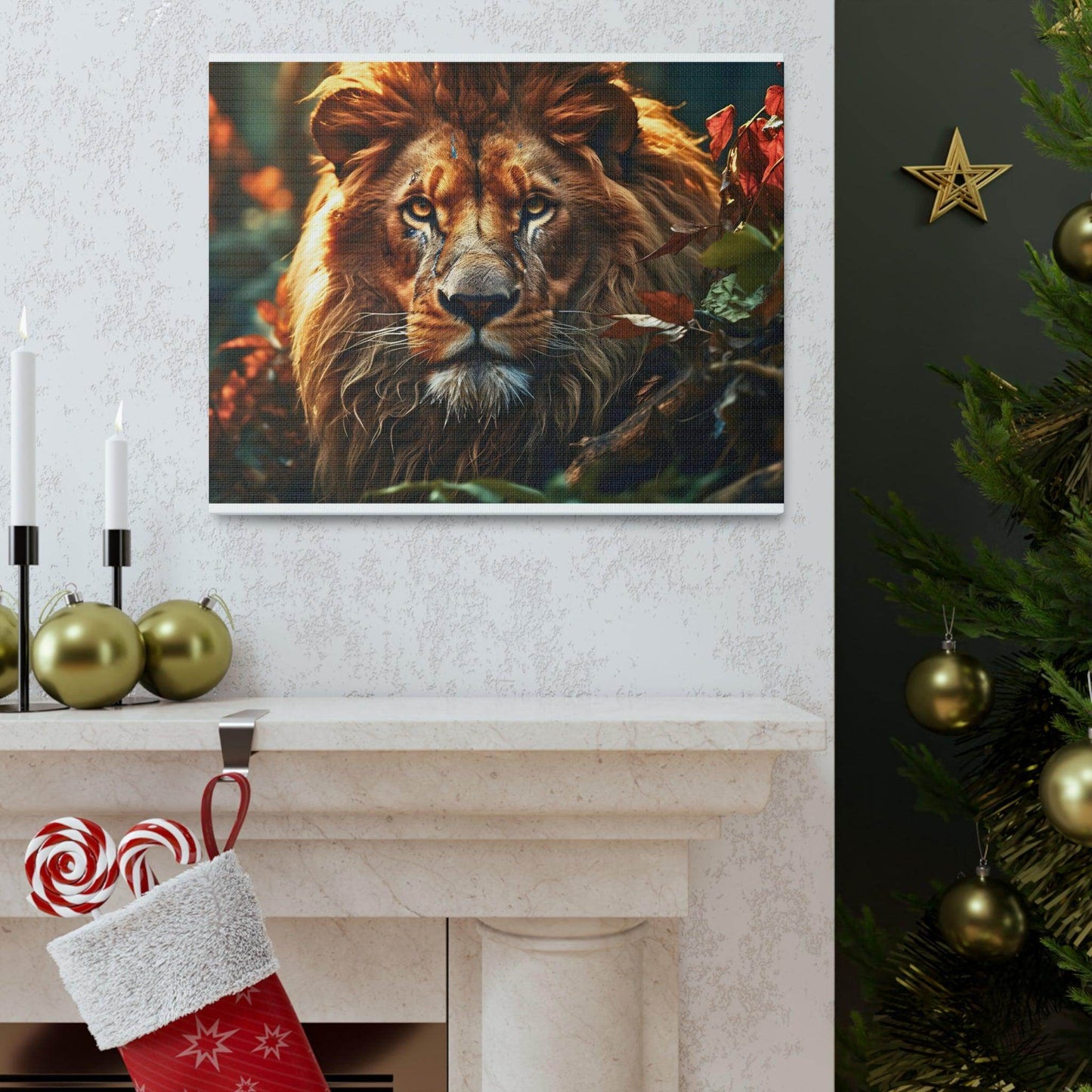 Lion In Nature Art Canvas Gallery Wraps Lion Print Large Canvas Art Animal Wall Art minimalist Wall Art Lover Gift - Giftsmojo
