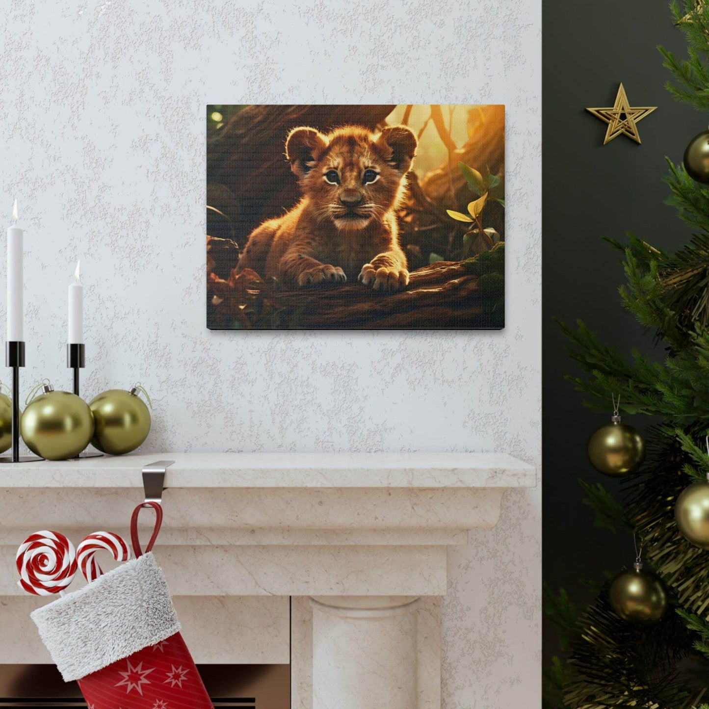 Baby Lion Cub Print Animal Nature Art Safari Nursery Canvas Gallery Wraps Baby Lion Print Large Canvas Art Animal Wall Art Lover Gift - Giftsmojo