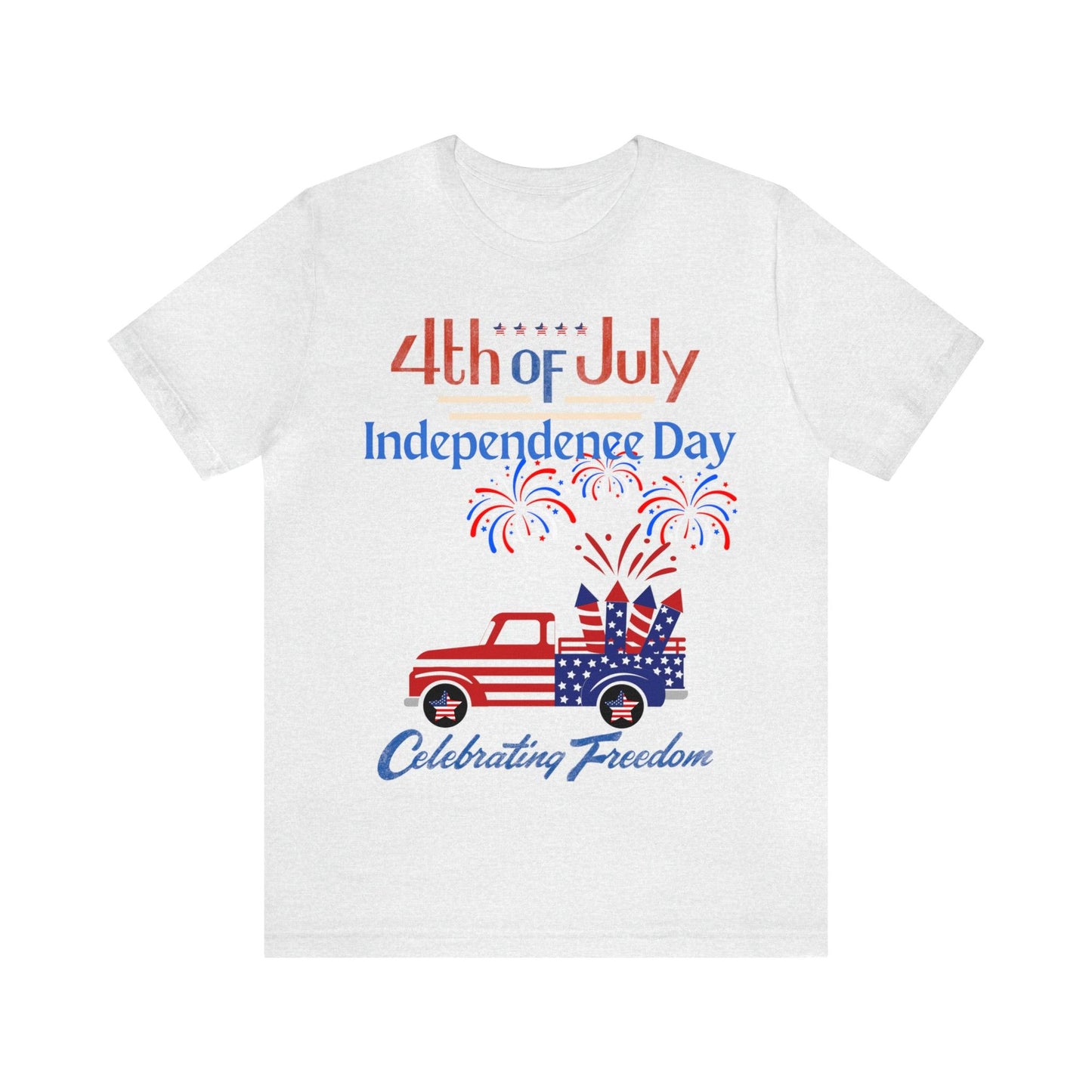 Celebrate Independence with our Patriotic Freedom Shirt! Men and Women's 4th of July Shirt featuring USA Flag, Fireworks, and Joyful Spirit!"