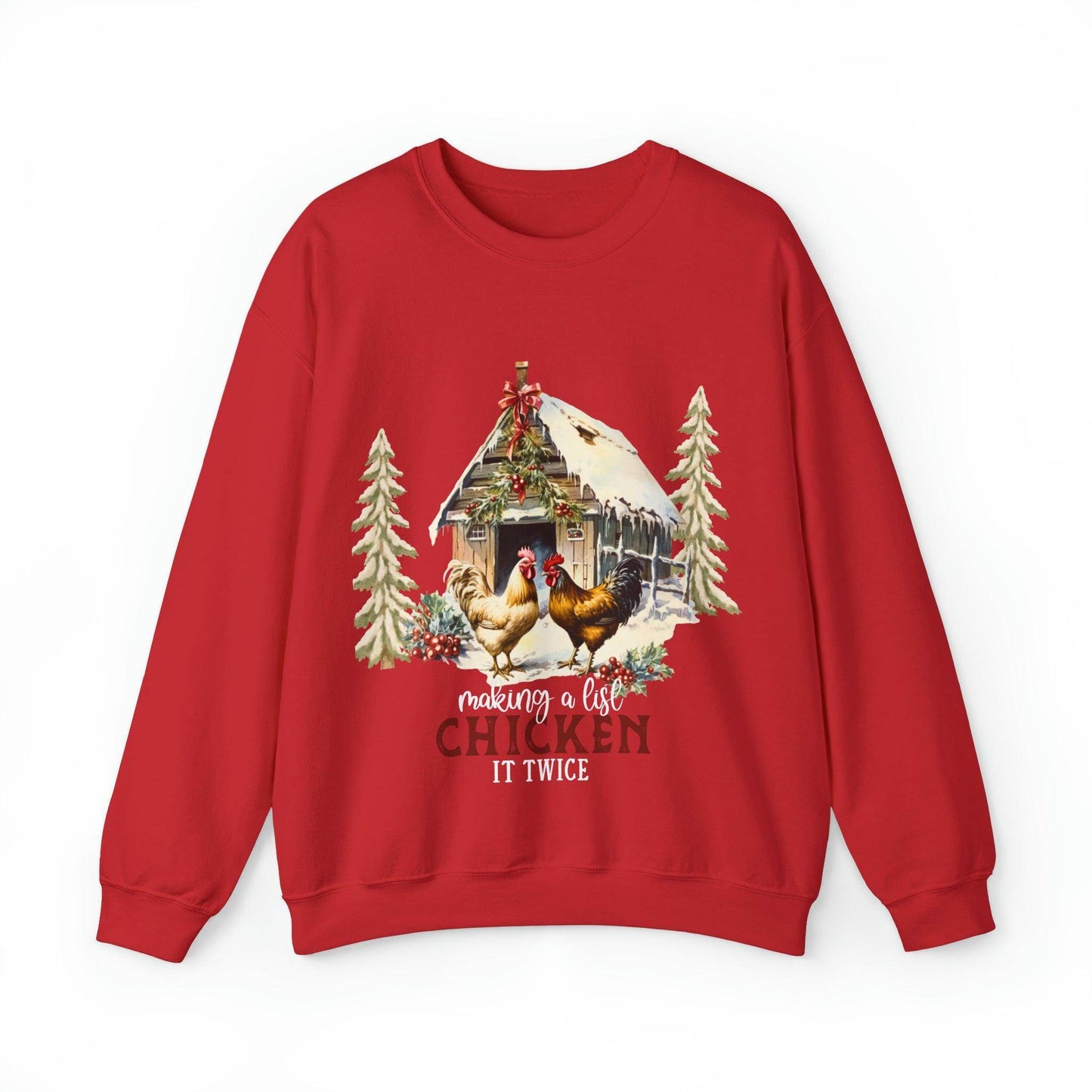 Making A List Chicken It Twice Christmas Sweatshirt Christmas on The Farm Sweatshirt Christmas Farm Sweatshirt Christmas Sweater Trendy Christmas Shirt Farmers - Giftsmojo