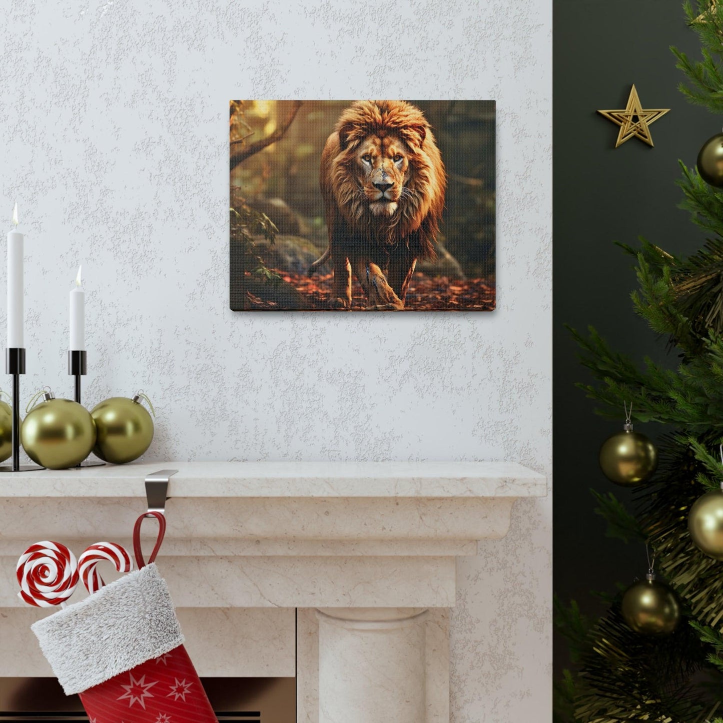 Wounded Lion In Nature Art Canvas Gallery Wraps Lion Print Large Canvas Art Animal Wall Art minimalist Wall Art Lover Gift