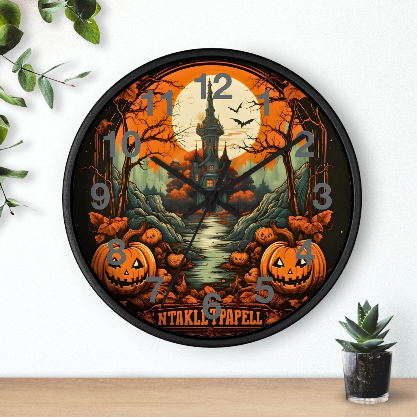Happy HALLOTHANKSMAS Clock Halloween Ghost Wall Clock Halloween Wall Clocks Halloween Clock Fall Clock Halloween Decor