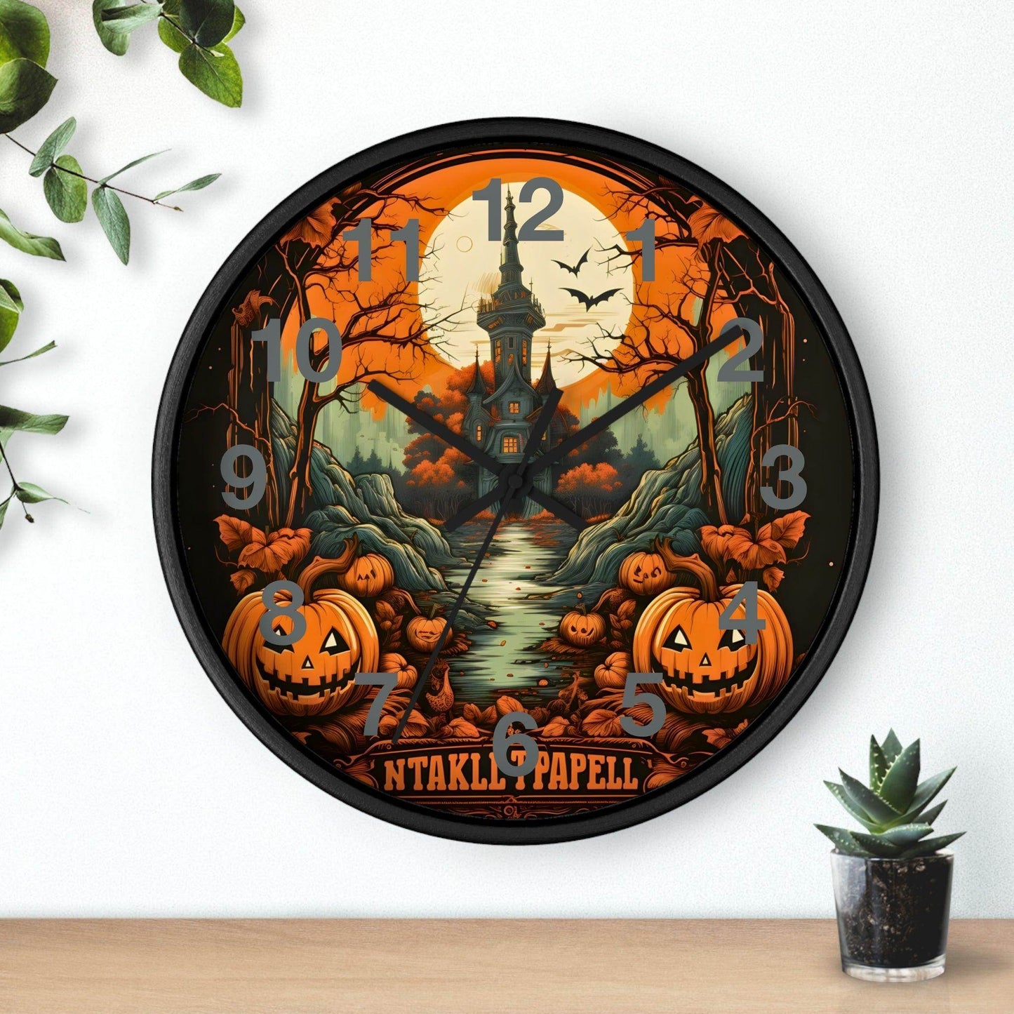 Happy HALLOTHANKSMAS Clock Halloween Ghost Wall Clock Halloween Wall Clocks Halloween Clock Fall Clock Halloween Decor - Giftsmojo