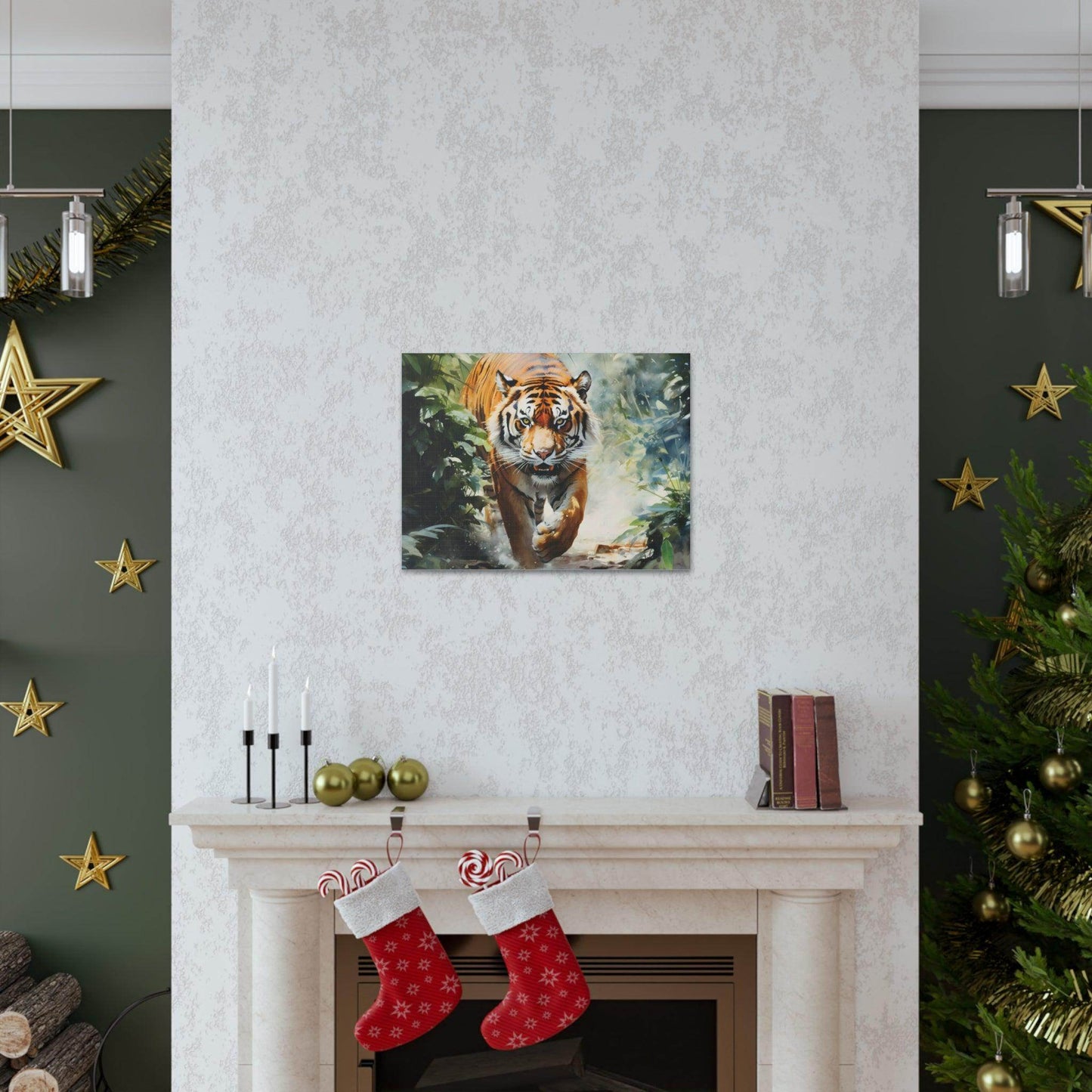 Watercolor Tiger In Nature Art Canvas Gallery Wraps Tiger Print Large Canvas Art Animal Wall Art minimalist Wall Art Lover Gift - Giftsmojo