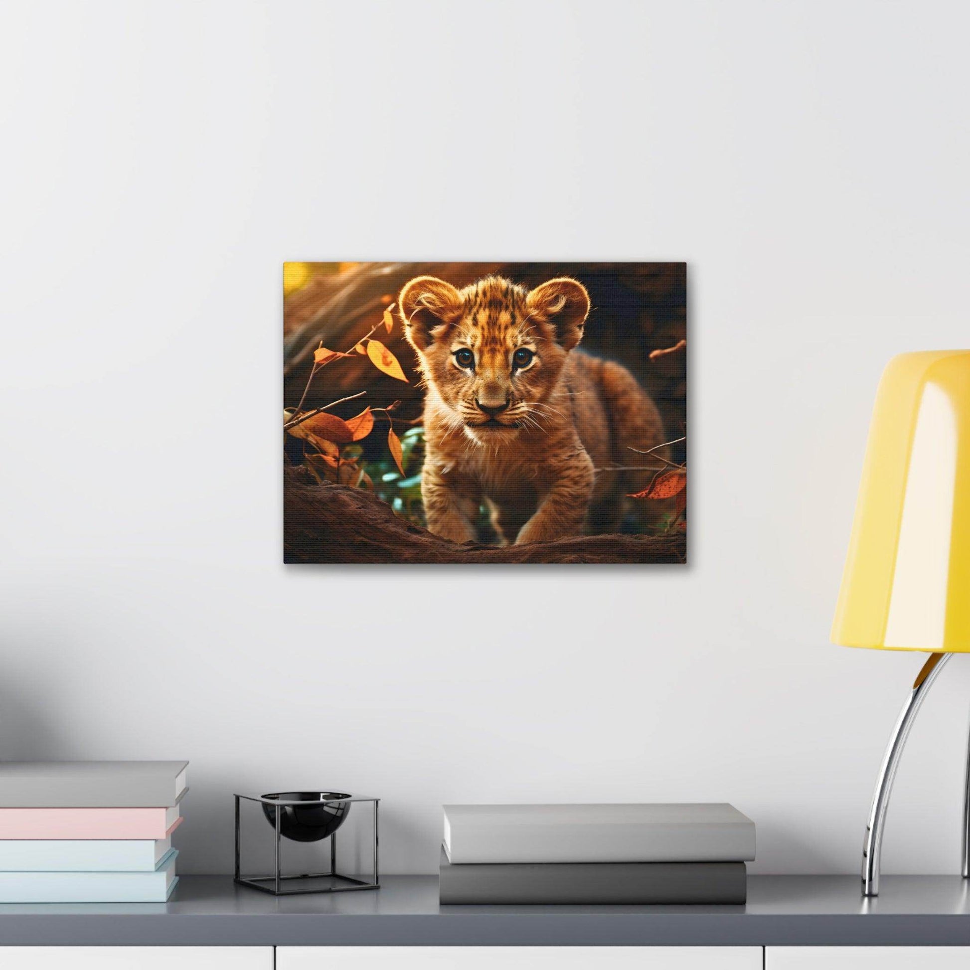 Baby Lion Cub Print Animal Nature Art Safari Nursery Canvas Gallery Wraps Baby Lion Print Large Canvas Art Animal Wall Art Lover Gift - Giftsmojo