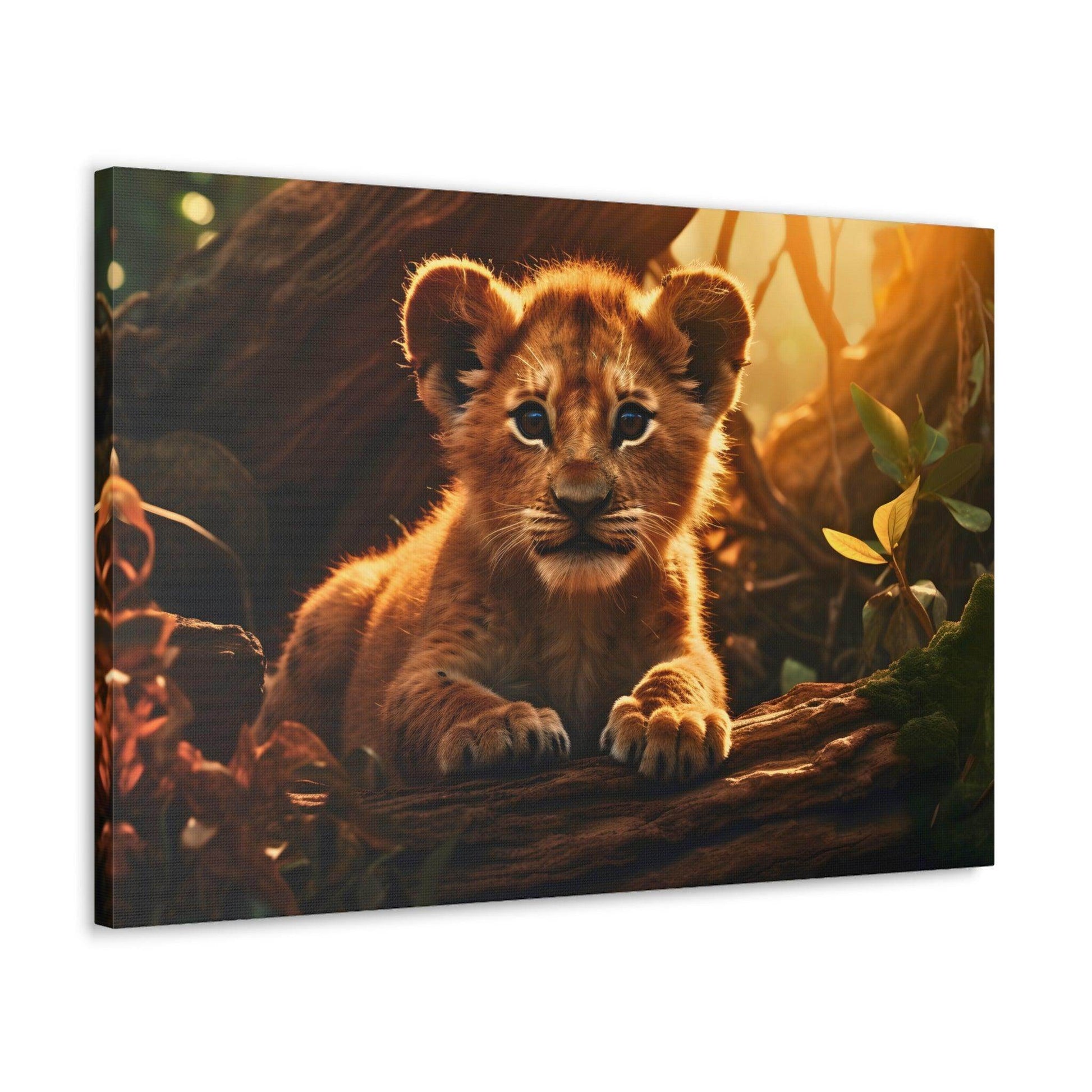Baby Lion Cub Print Animal Nature Art Safari Nursery Canvas Gallery Wraps Baby Lion Print Large Canvas Art Animal Wall Art Lover Gift - Giftsmojo