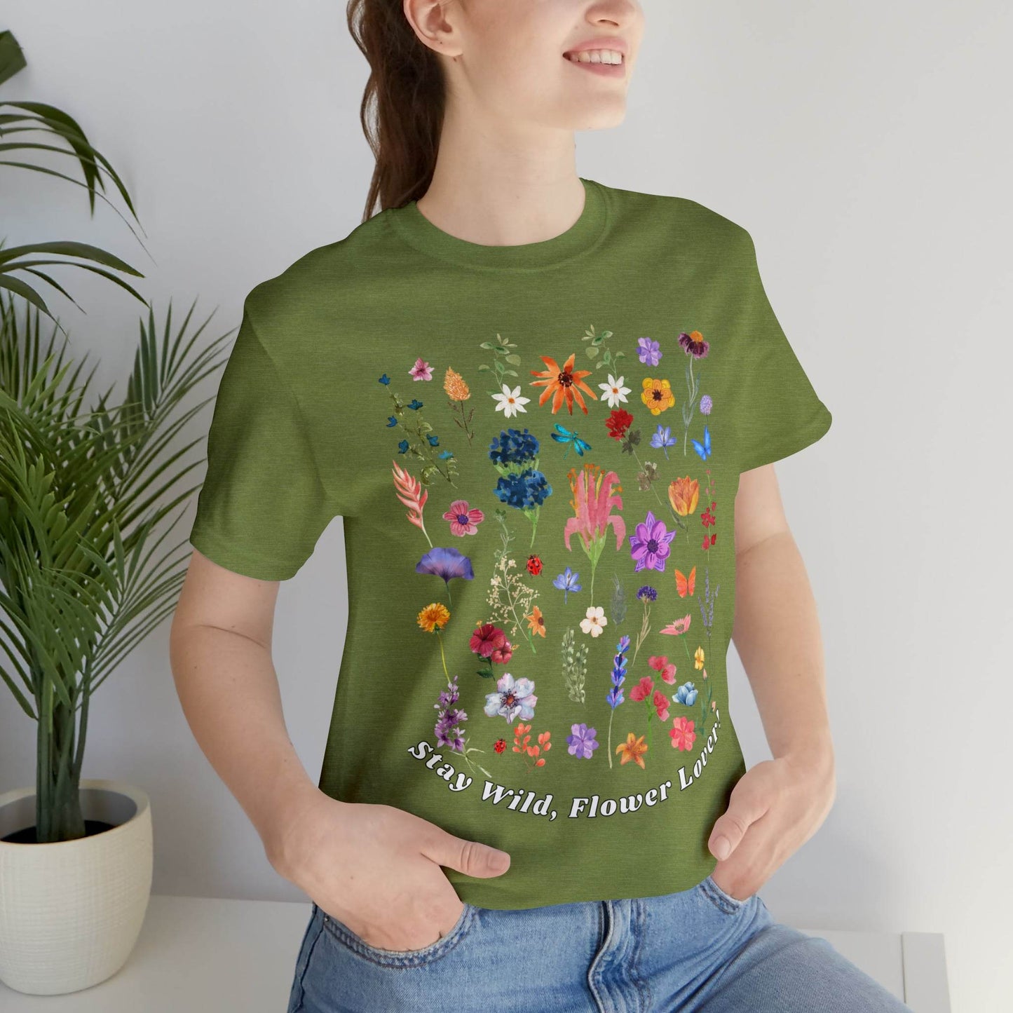 Wildflower Tshirt Flowers Shirt Floral Tshirt Flower Shirt Gift for Women - Ladies Shirts Best Friend Gift, Plant Mom Stay Wild flower lover - Giftsmojo