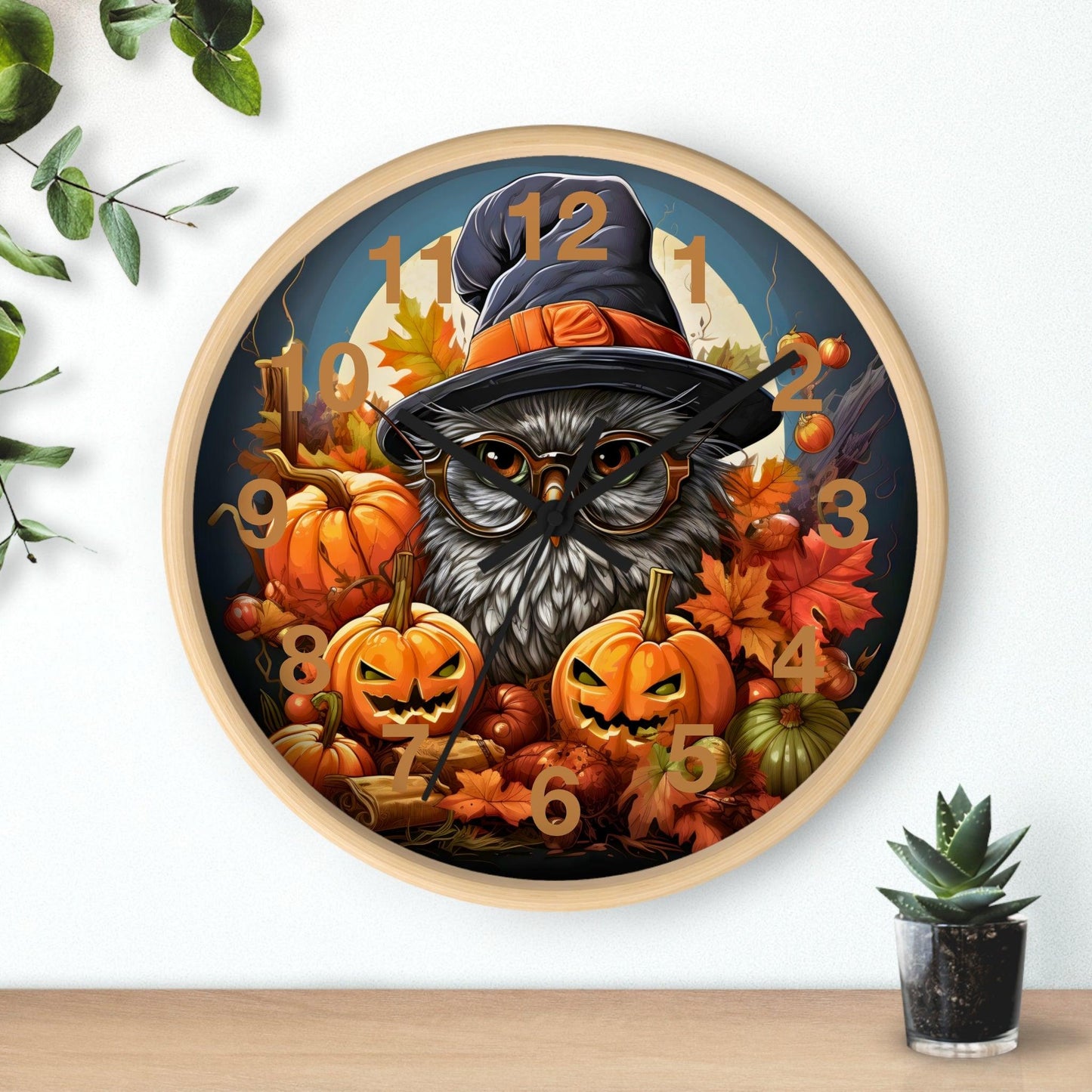Happy HALLOTHANKSMAS Wall Clock Halloween Wall Clocks Thanksgiving Clock Fall Clock Christmas Decor