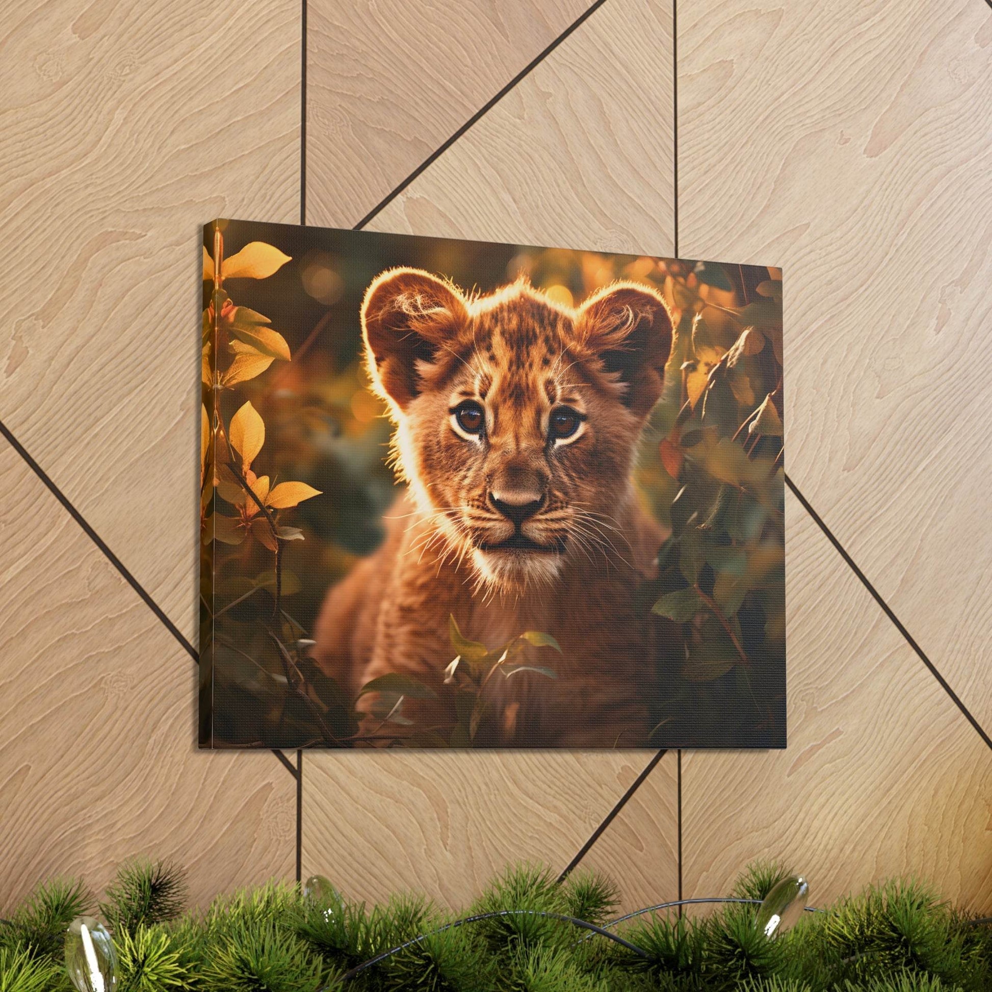 Baby Lion Cub Print Animal Nature Art Safari Nursery Canvas Gallery Wraps Baby Lion Print Large Canvas Art Animal Wall Art Lover Gift - Giftsmojo