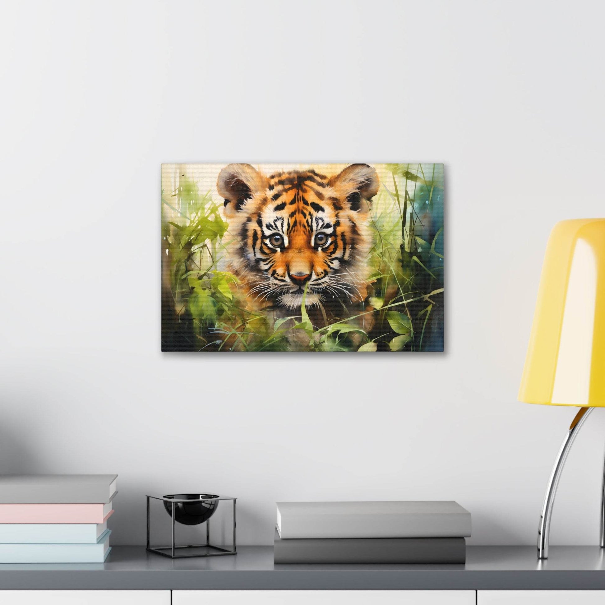 Watercolor Baby Tiger In Nature Art Canvas Gallery Wraps Tiger Print Large Canvas Art Animal Wall Art minimalist Wall Art Lover Gift - Giftsmojo
