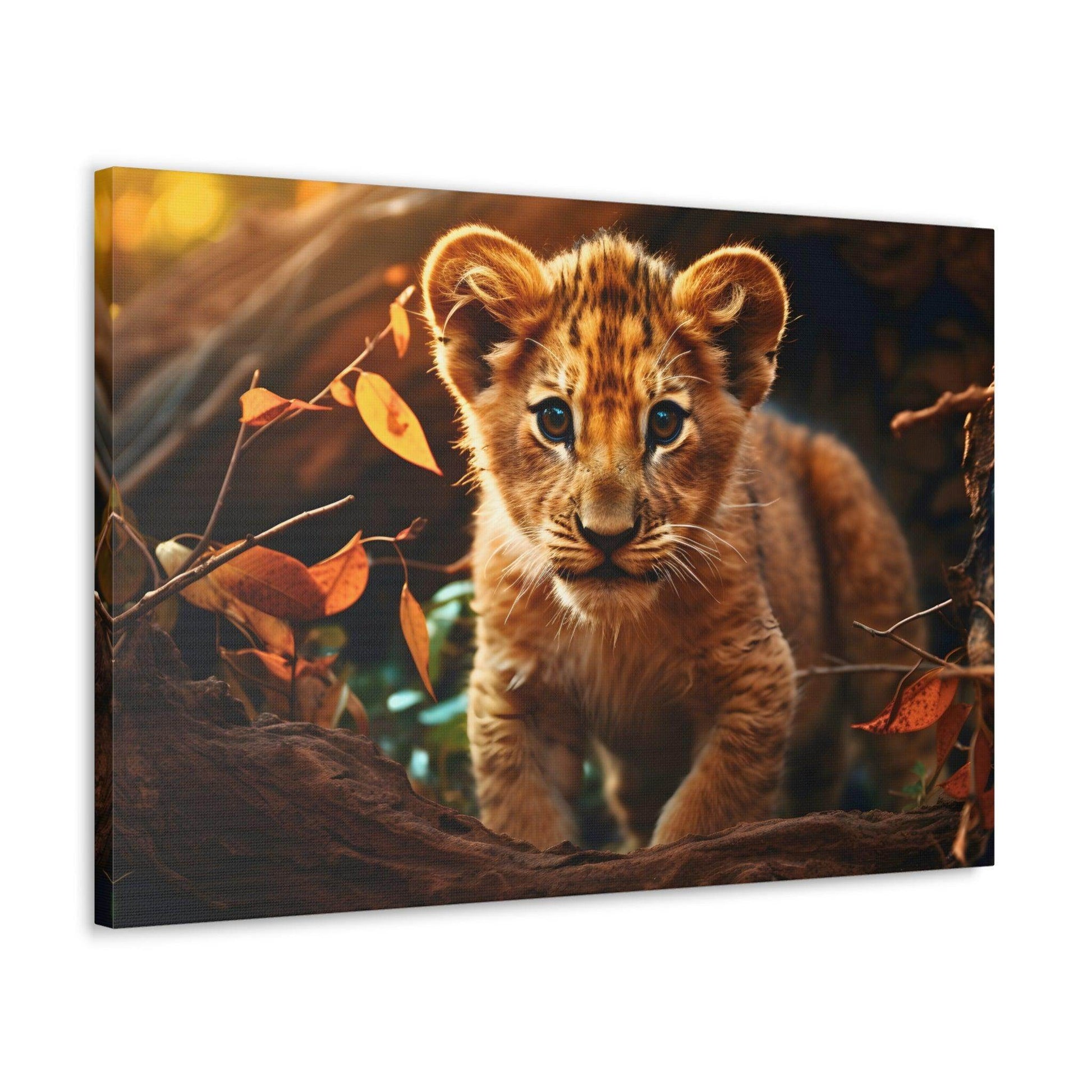 Baby Lion Cub Print Animal Nature Art Safari Nursery Canvas Gallery Wraps Baby Lion Print Large Canvas Art Animal Wall Art Lover Gift - Giftsmojo