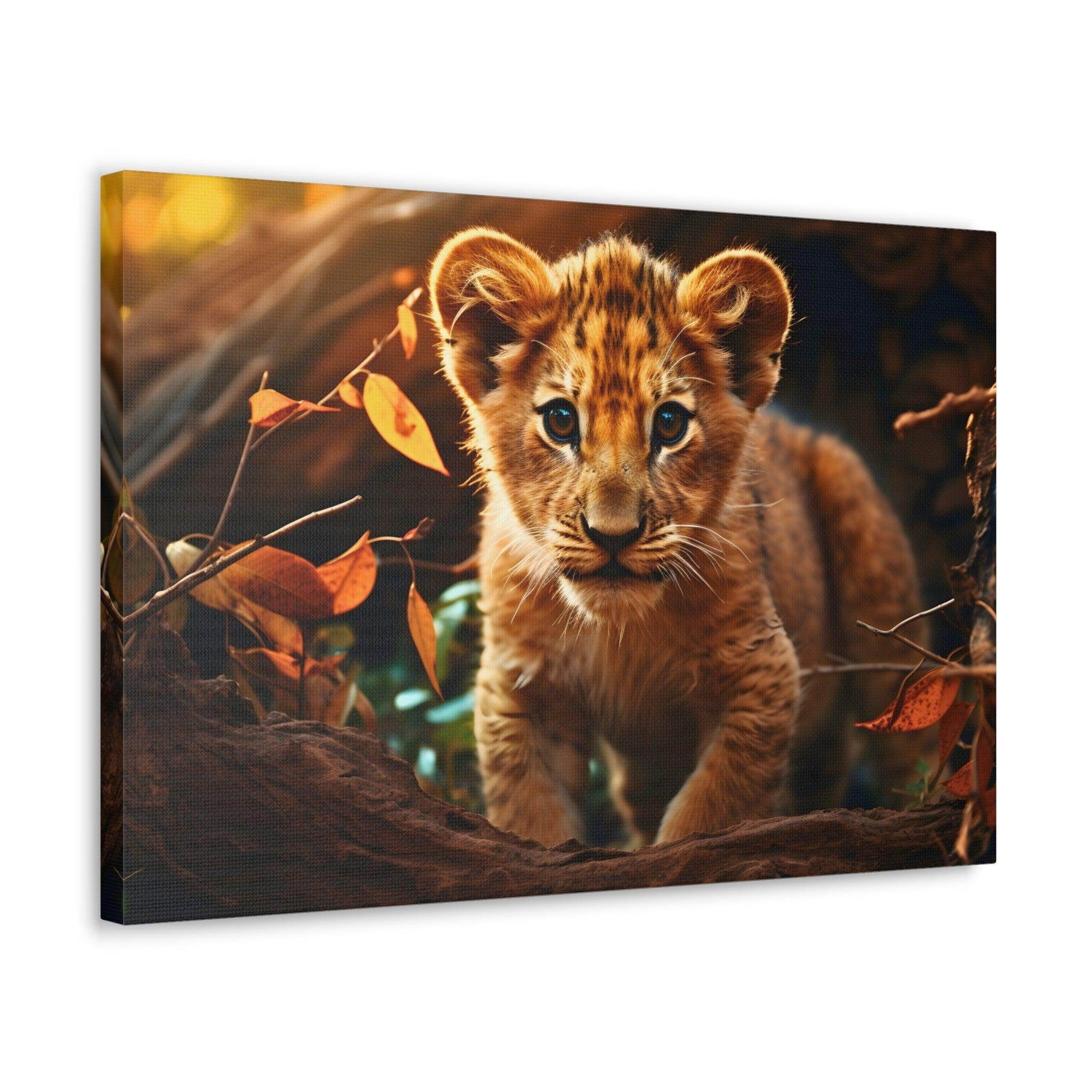 Baby Lion Cub Print Animal Nature Art Safari Nursery Canvas Gallery Wraps Baby Lion Print Large Canvas Art Animal Wall Art Lover Gift - Giftsmojo