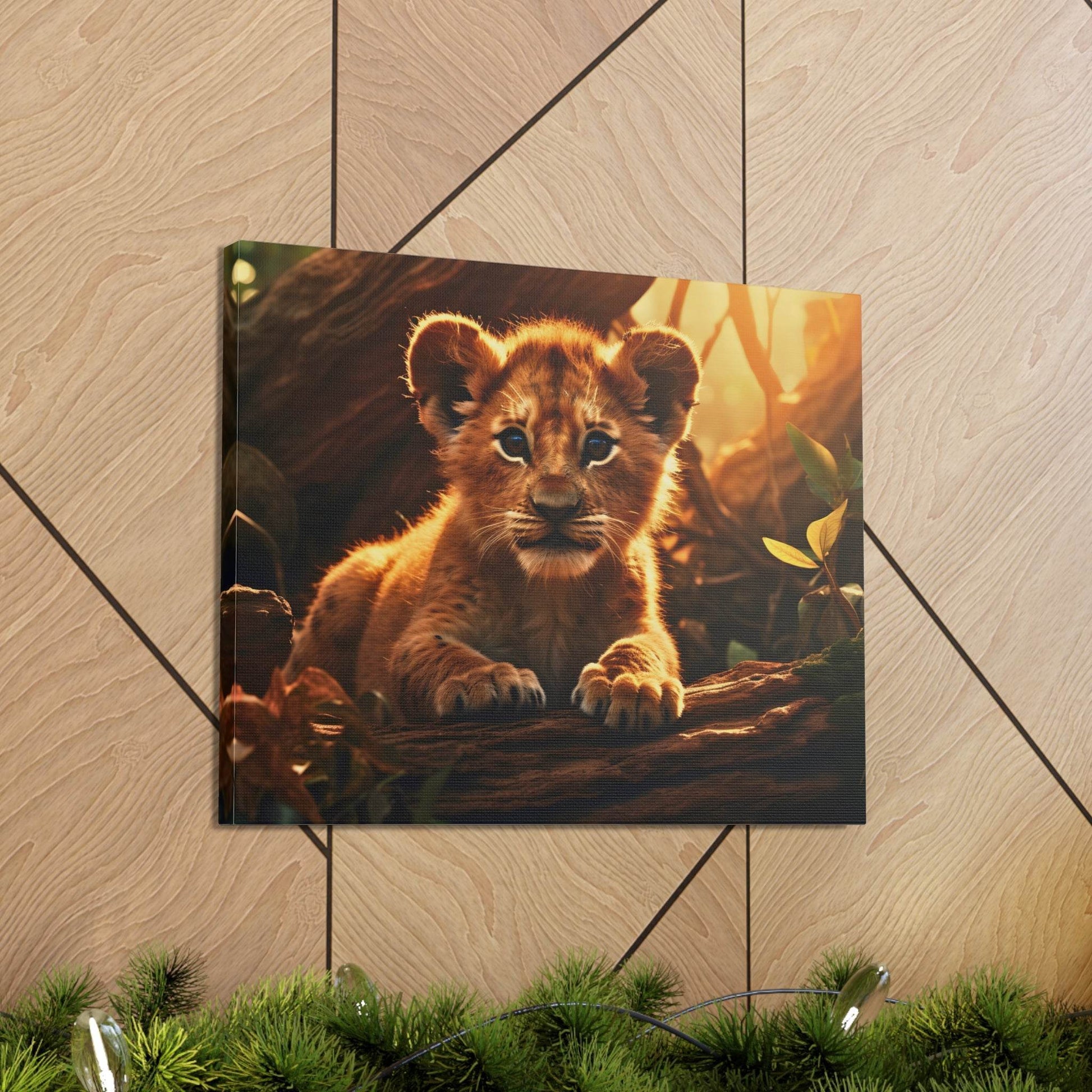 Baby Lion Cub Print Animal Nature Art Safari Nursery Canvas Gallery Wraps Baby Lion Print Large Canvas Art Animal Wall Art Lover Gift - Giftsmojo