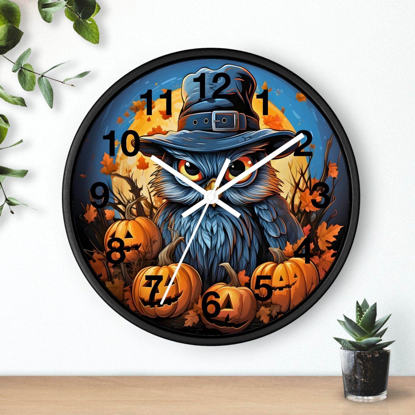 Happy HALLOTHANKSMAS Wall Clock Halloween Wall Clocks Thanksgiving Clock Fall Clock Halloween Decor - Giftsmojo