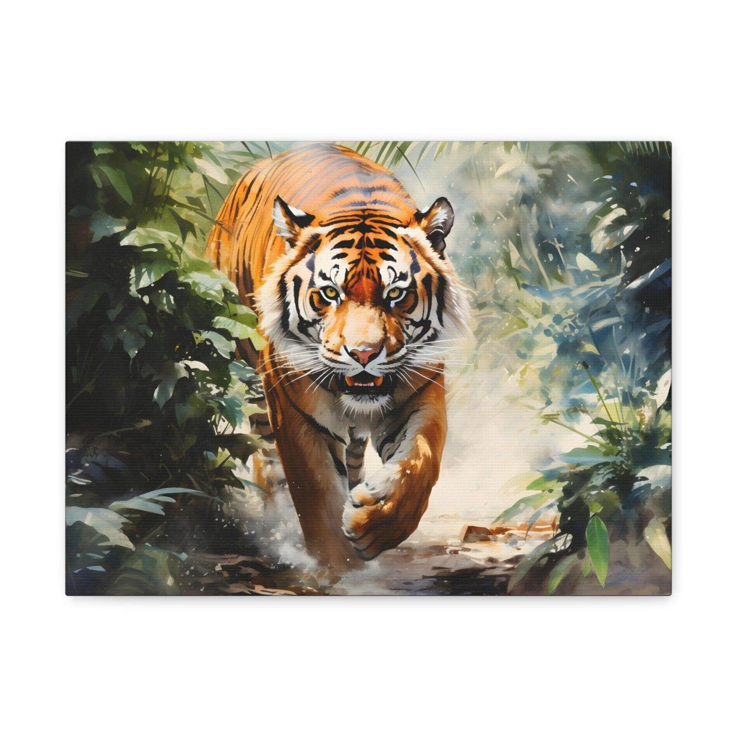 Watercolor Tiger In Nature Art Canvas Gallery Wraps Tiger Print Large Canvas Art Animal Wall Art minimalist Wall Art Lover Gift - Giftsmojo