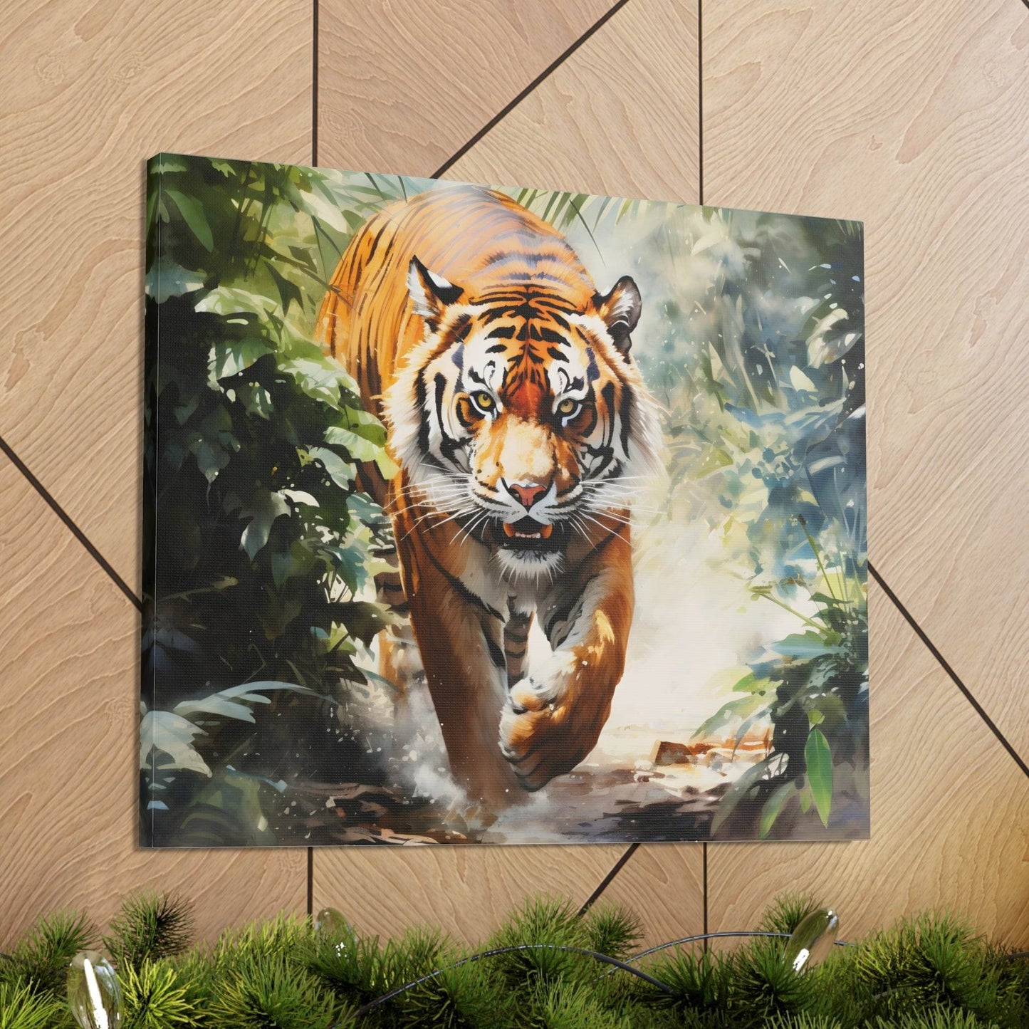 Watercolor Tiger In Nature Art Canvas Gallery Wraps Tiger Print Large Canvas Art Animal Wall Art minimalist Wall Art Lover Gift - Giftsmojo