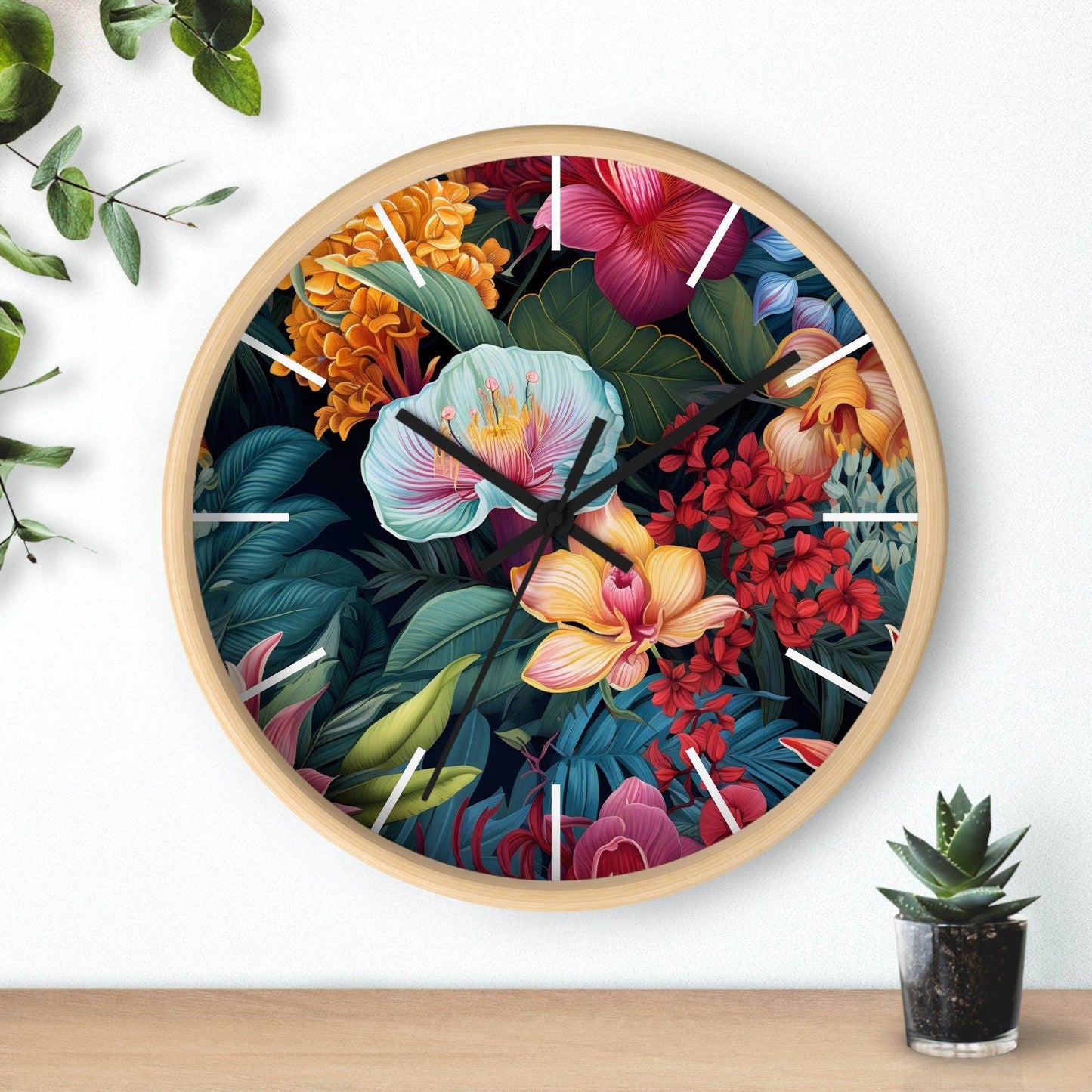 Wild Flower Wall Clock Flower Wall Clocks Home Clock Spring Clock Floral Clock Home Decor - Giftsmojo
