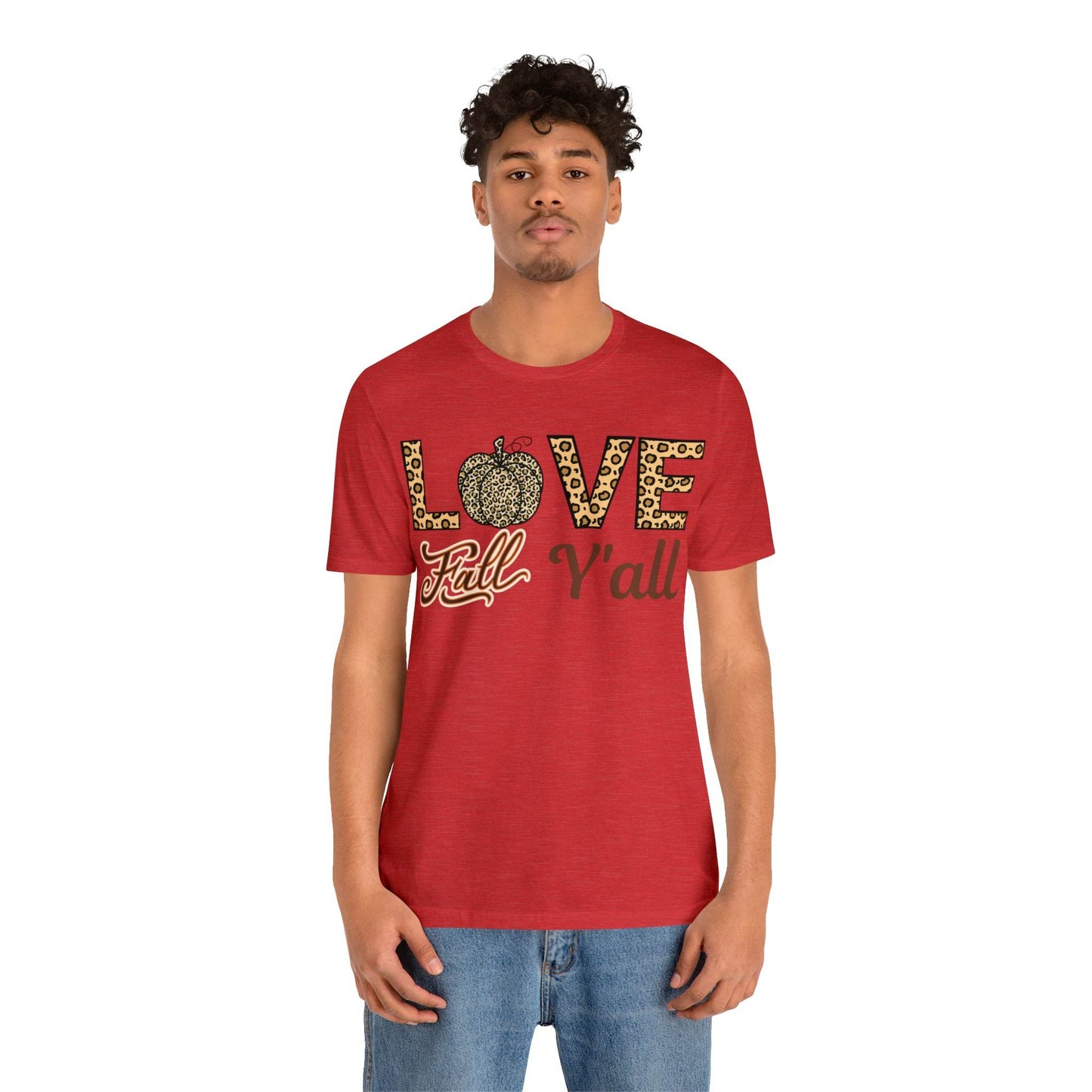Leopard Print Love Fall Y'all Shirt, Pumpkin Shirt, Fall Shirt for Fall Lovers, Fall Gift - Giftsmojo