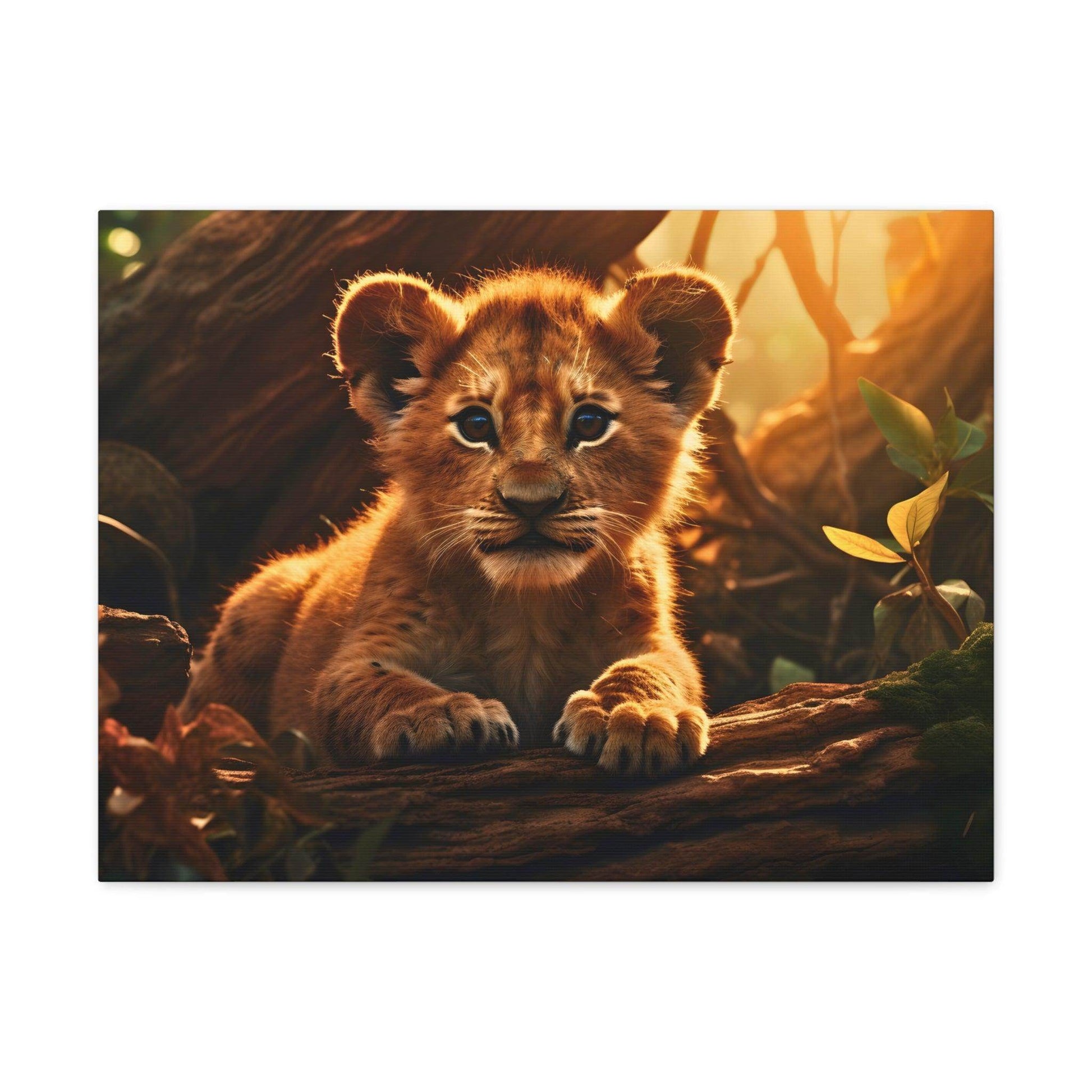 Baby Lion Cub Print Animal Nature Art Safari Nursery Canvas Gallery Wraps Baby Lion Print Large Canvas Art Animal Wall Art Lover Gift - Giftsmojo