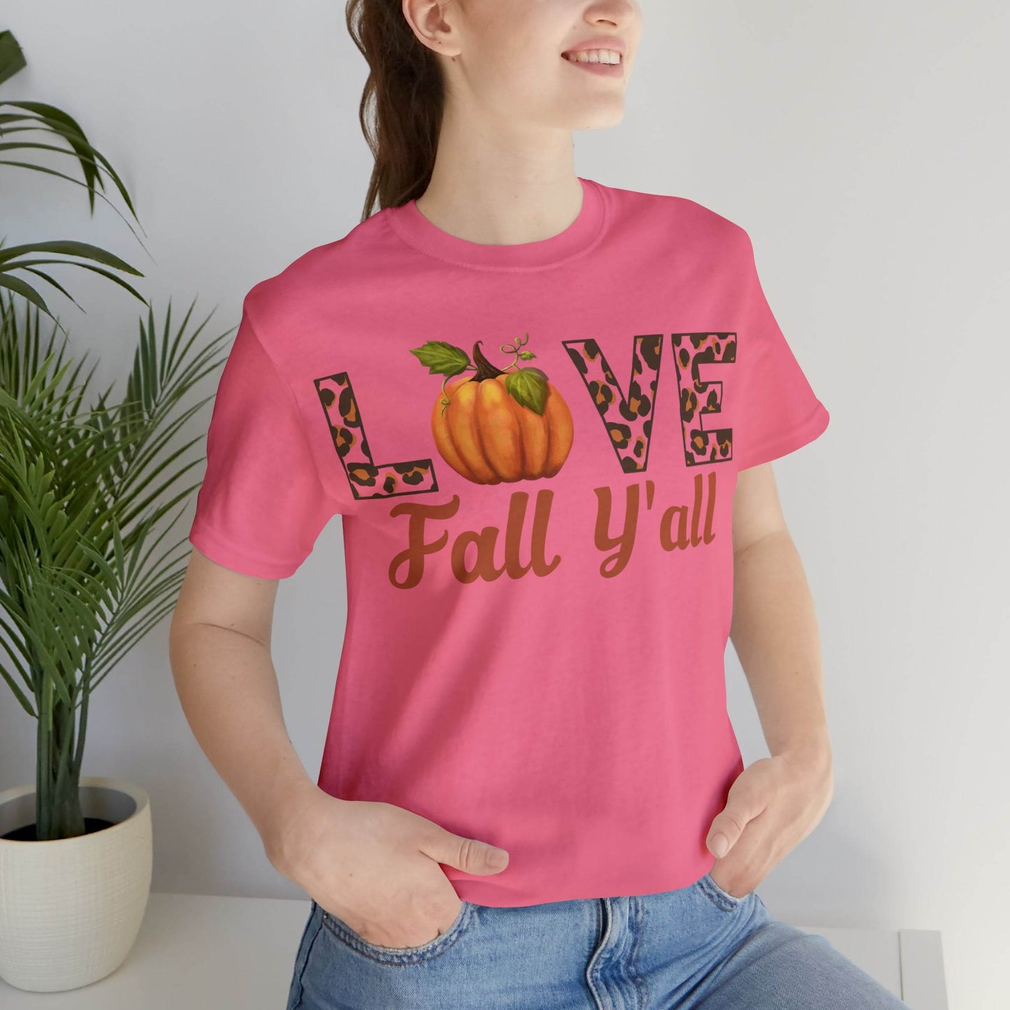 Leopard Print Love Fall Y'all Shirt, Pumpkin Shirt, Fall Shirt for Fall Lover, Fall gift - Giftsmojo