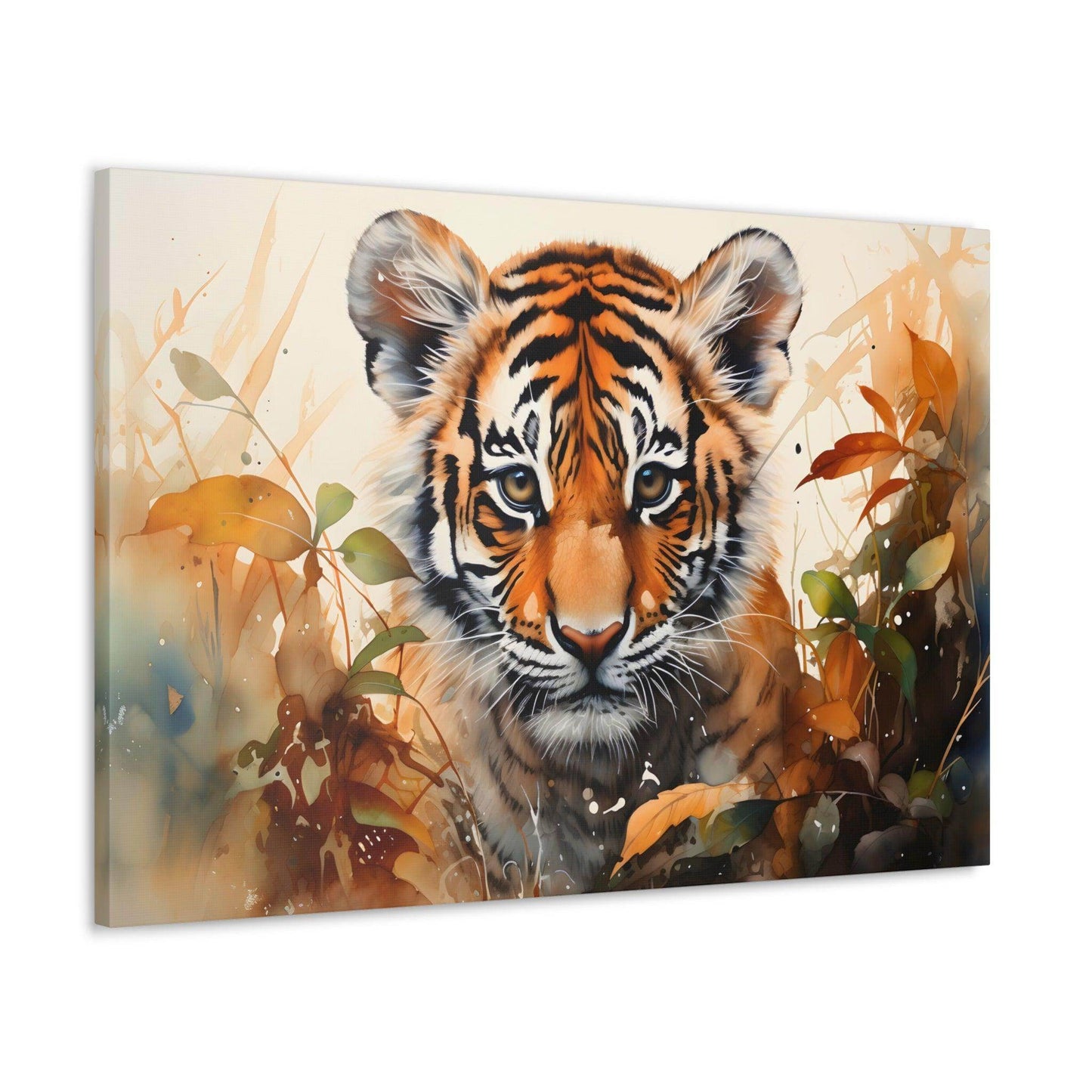 Watercolor Baby Tiger In Nature Art Canvas Gallery Wraps Tiger Print Large Canvas Art Animal Wall Art minimalist Wall Art Lover Gift - Giftsmojo