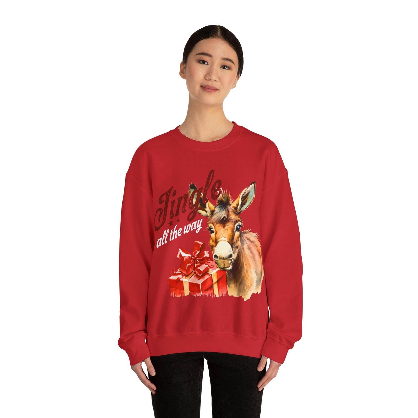 Jingle all the way Christmas Sweatshirt Christmas on The Farm Sweatshirt Christmas Farm Sweatshirt Christmas Sweater Trendy Christmas Shirt Farmers - Giftsmojo